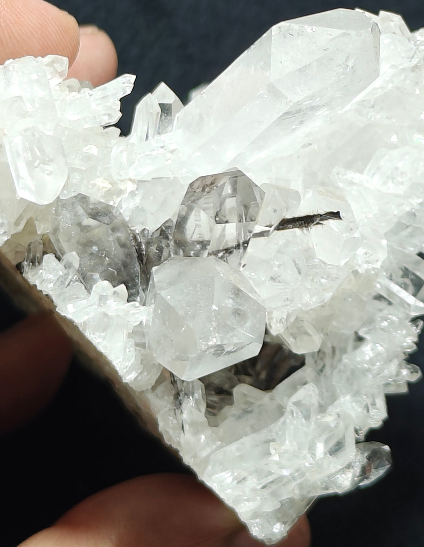 Single beautiful high lusterous Quartz Crystals with brookite on matrix 244 grams