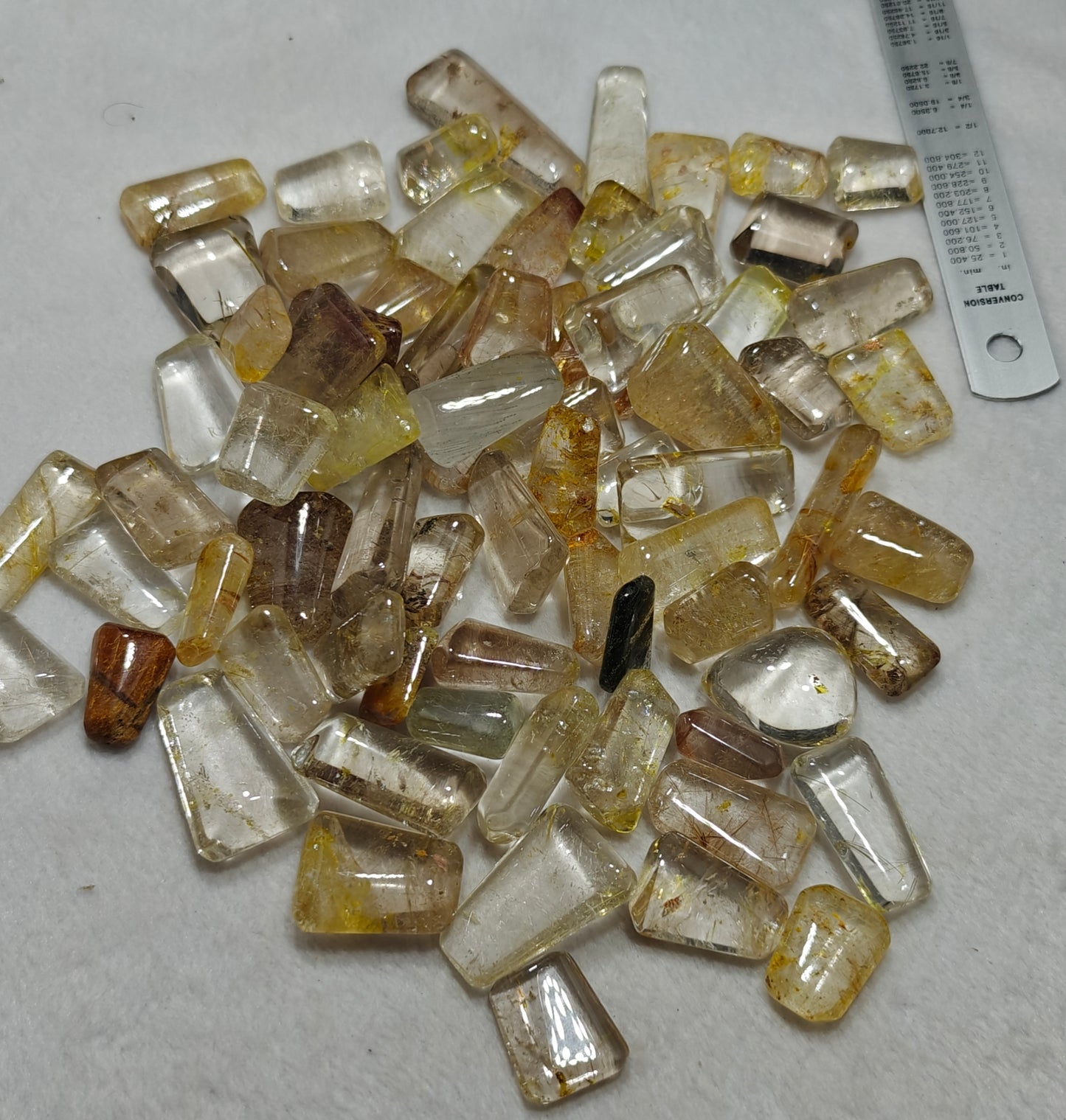 Rocks Gems Minerals Crystals Stones: Lot of Rutilated polished quartz tumbles 650 grams