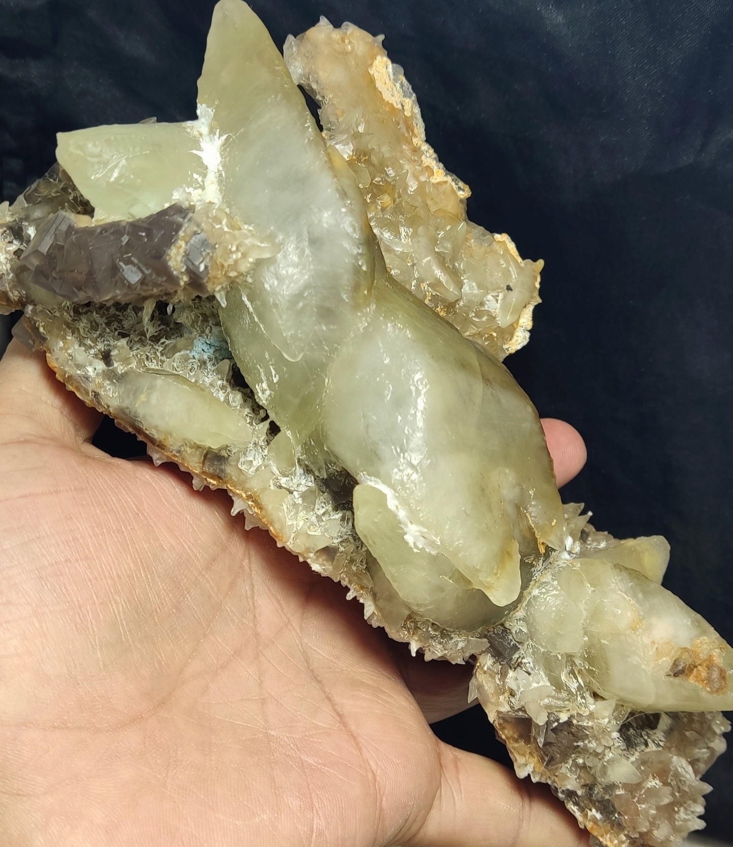 Large Natural terminated Calcite Specimen with Some Fluorite 1050 grams