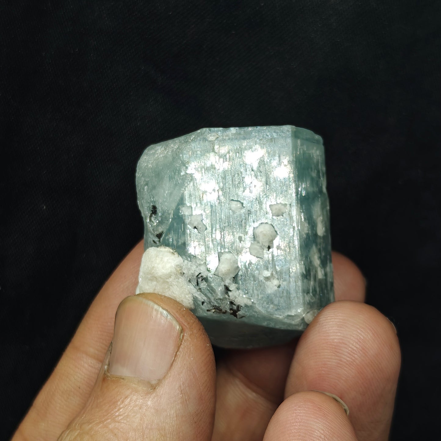 Afghanistan Aquamarine Crystal with tiny tantalite 49 grams