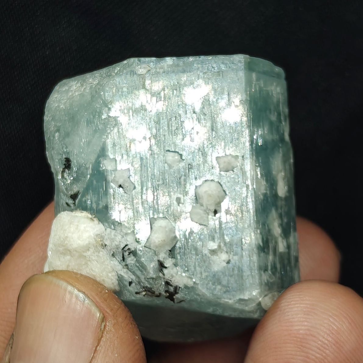 Afghanistan Aquamarine Crystal with tiny tantalite 49 grams