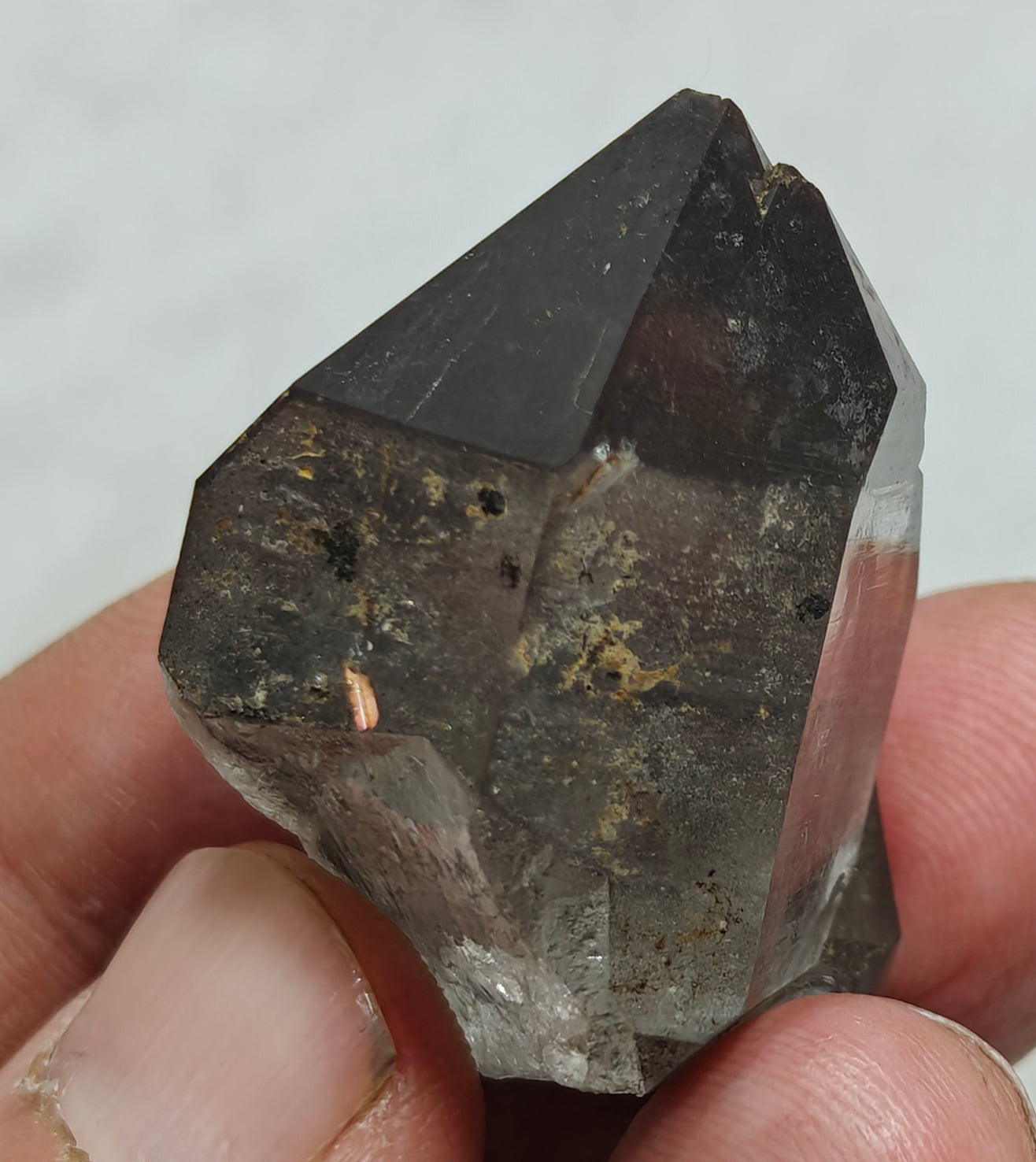 Natural smoky quartz crystal with rutiles inclusions 29 grams