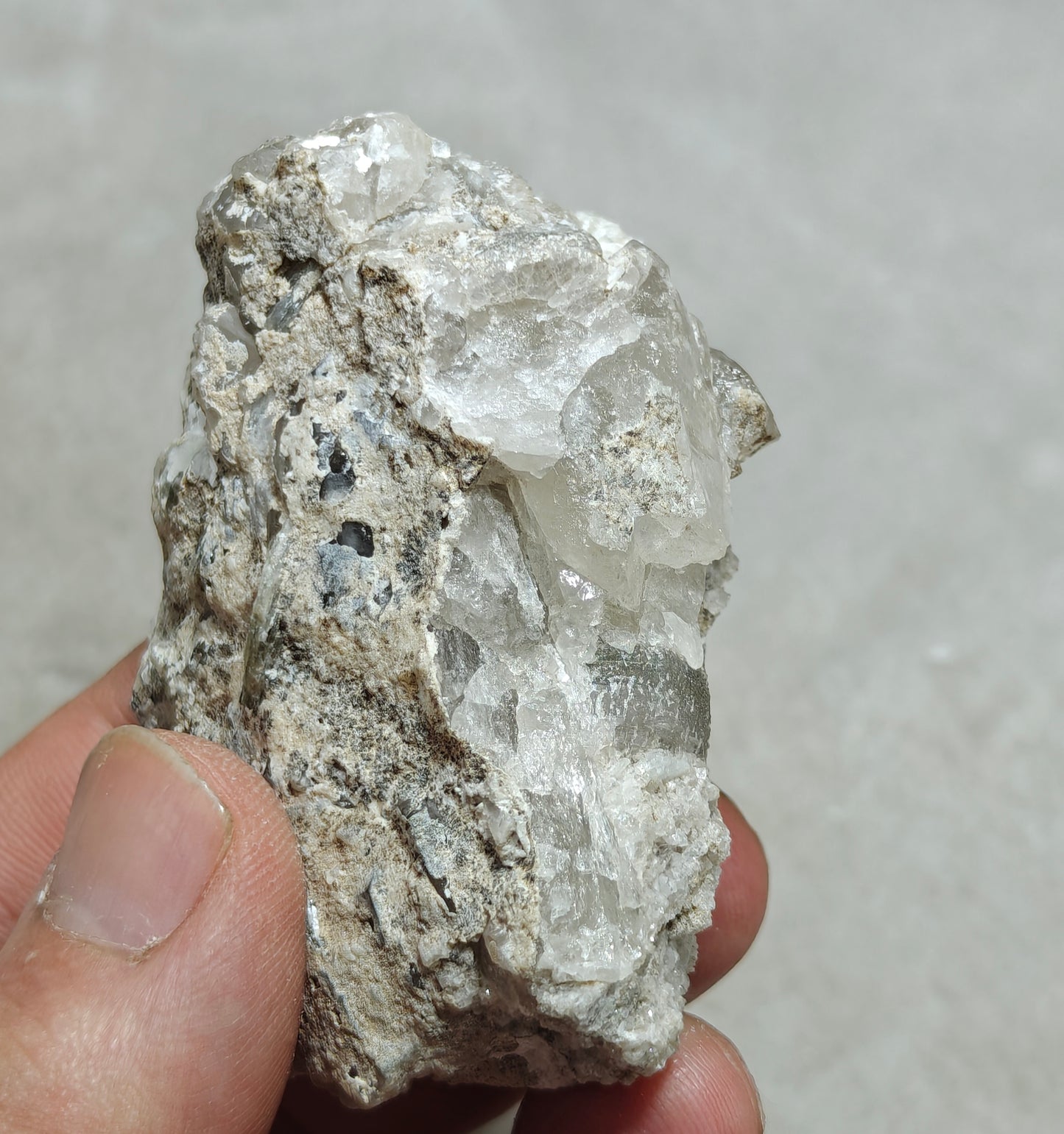 purple Apatite crystals on matrix with quartz and mica 127 grams