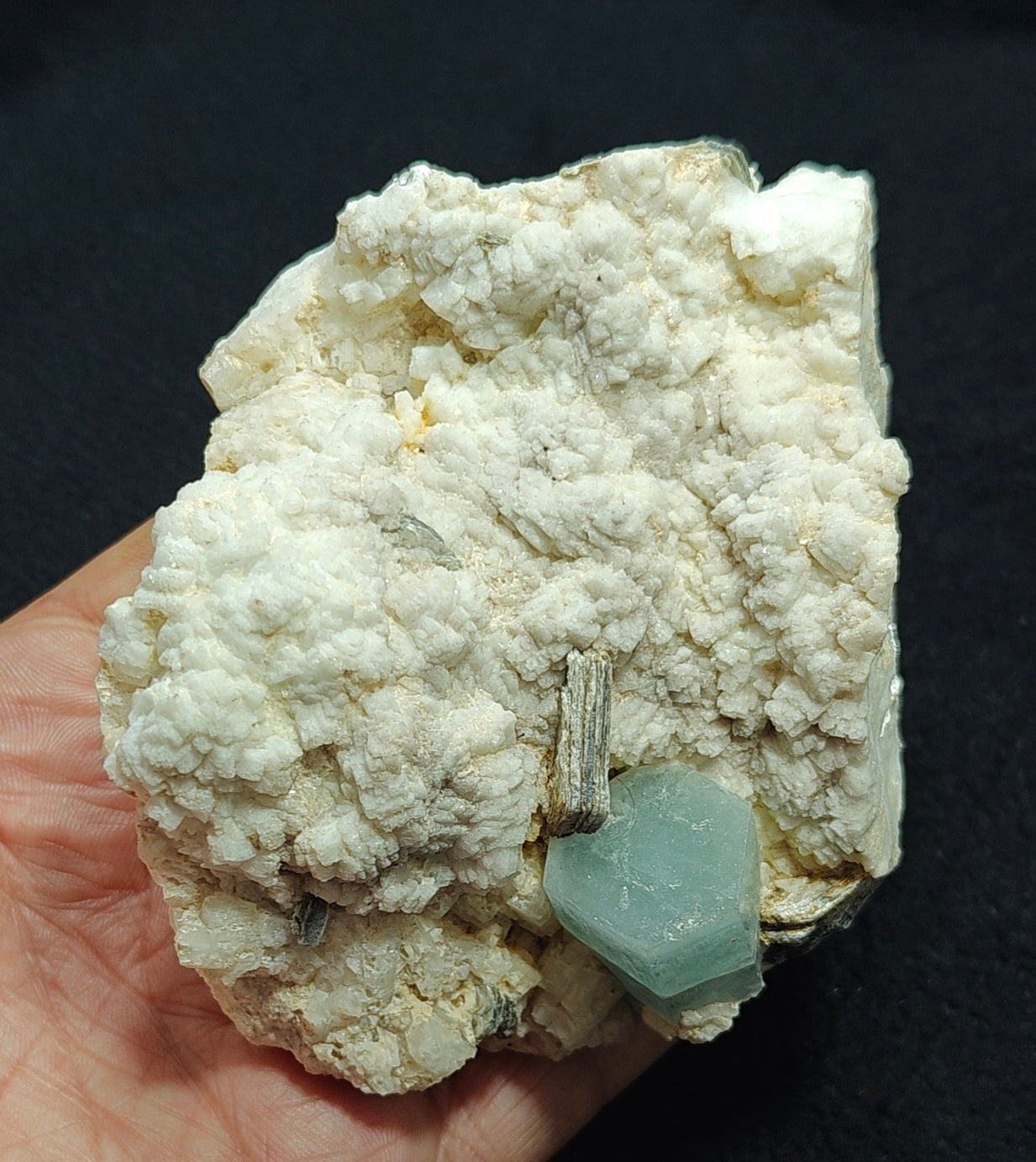 Afghanistan Aquamarine Crystal on matrix with albite 500 grams