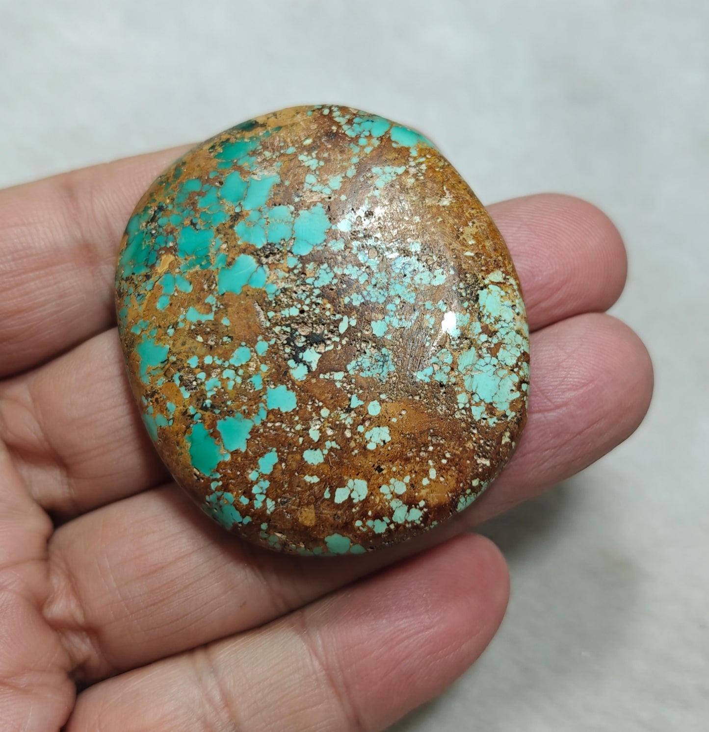An amazing middle eastern natural turquoise Cabochon in matrix 44 grams
