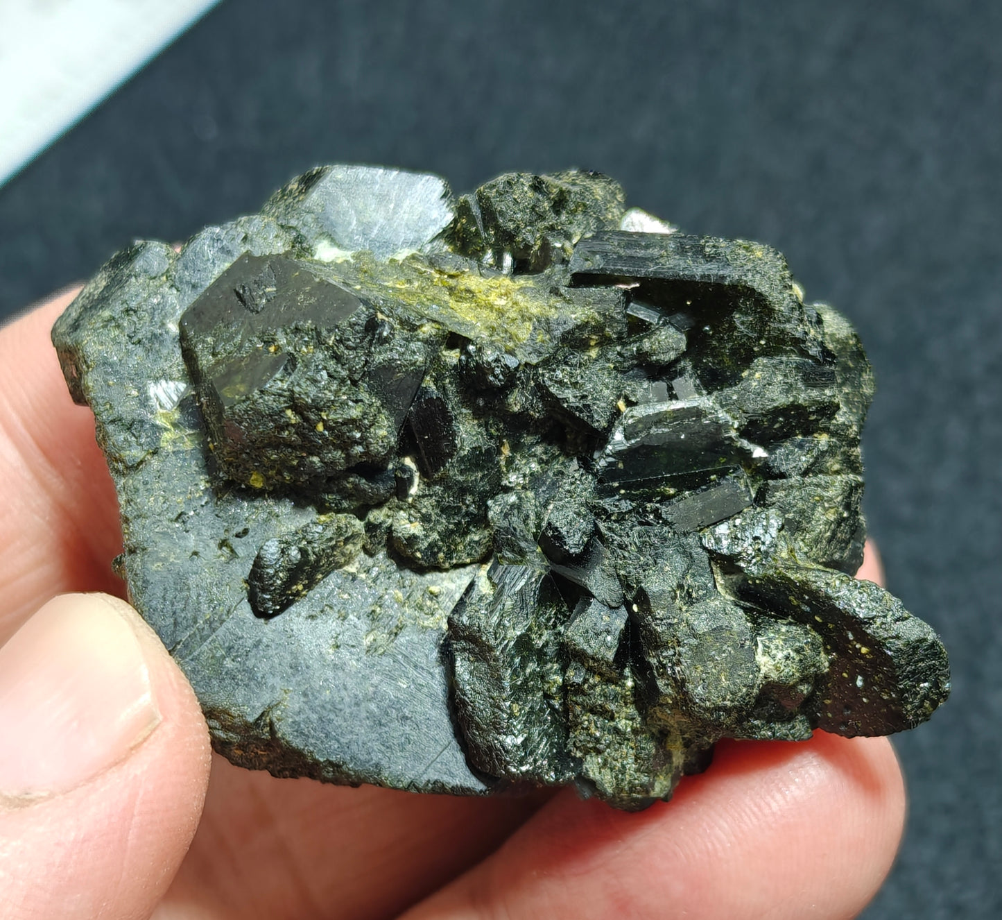 Natural dark green color epidote crystal 77 grams