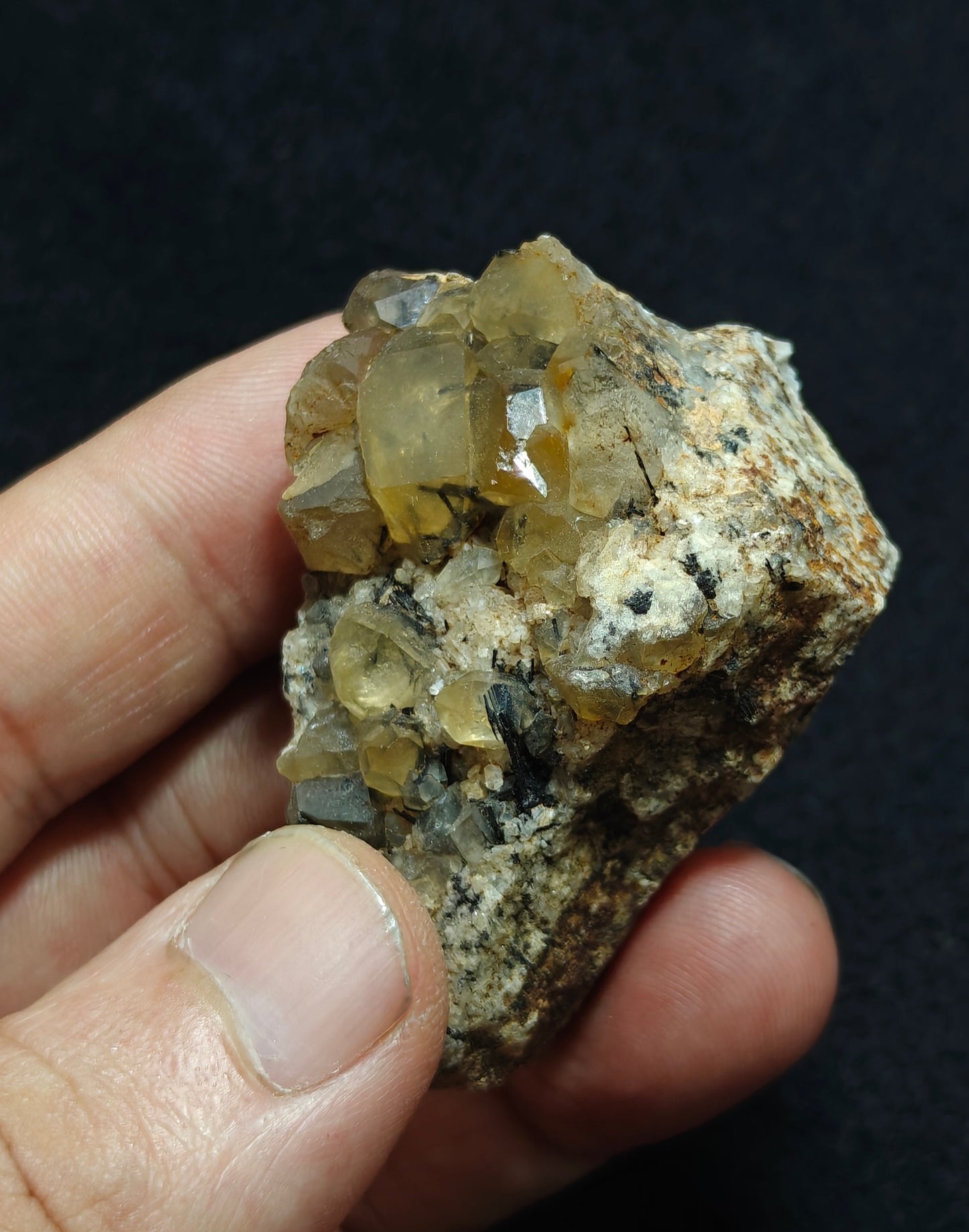 Astrophyllite included Quartz Crystals cluster with aegirine inclusions 66 grams