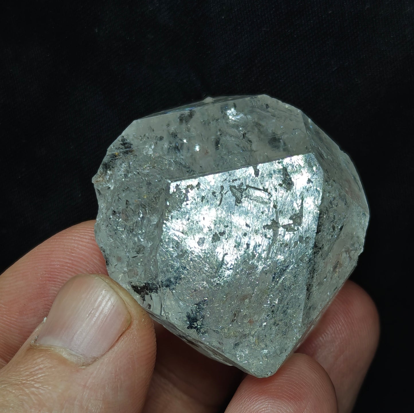 double terminated diamond like quartz crystal with carbon inclusions 57 grams