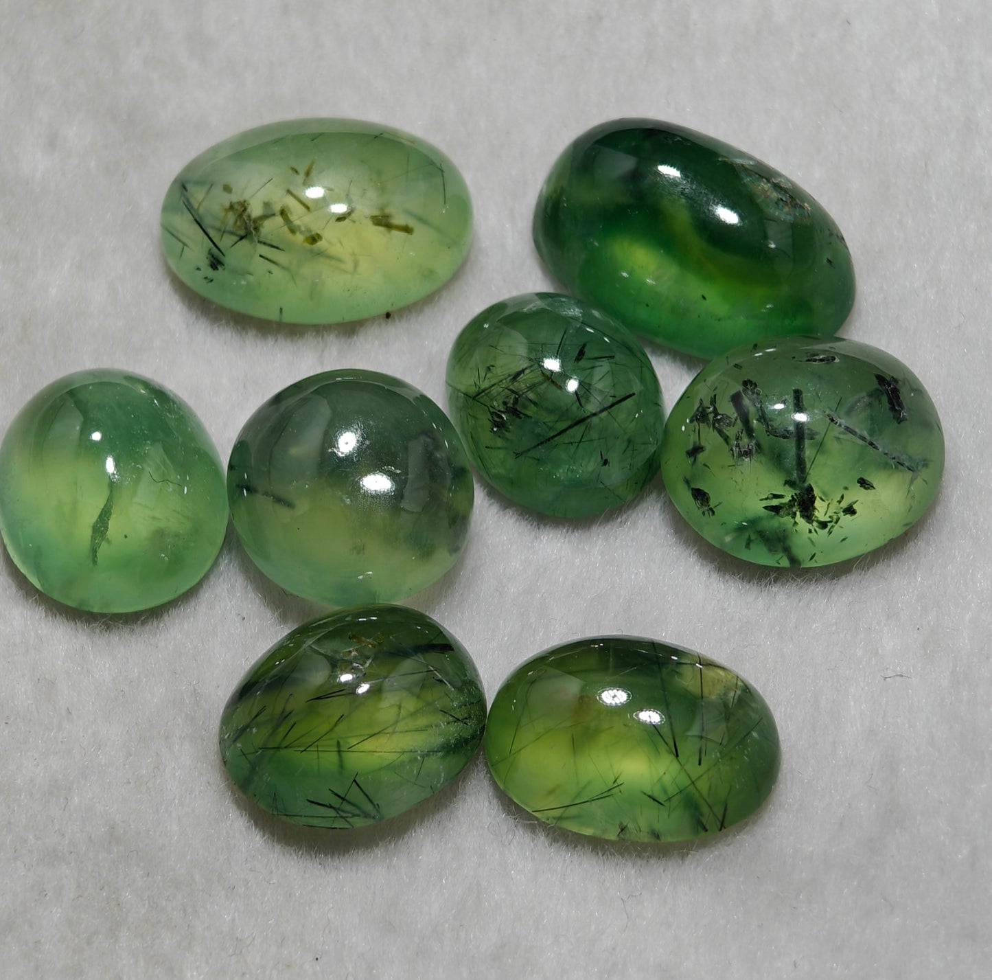 epidote included prehnite cabochons 8 Cabochons
