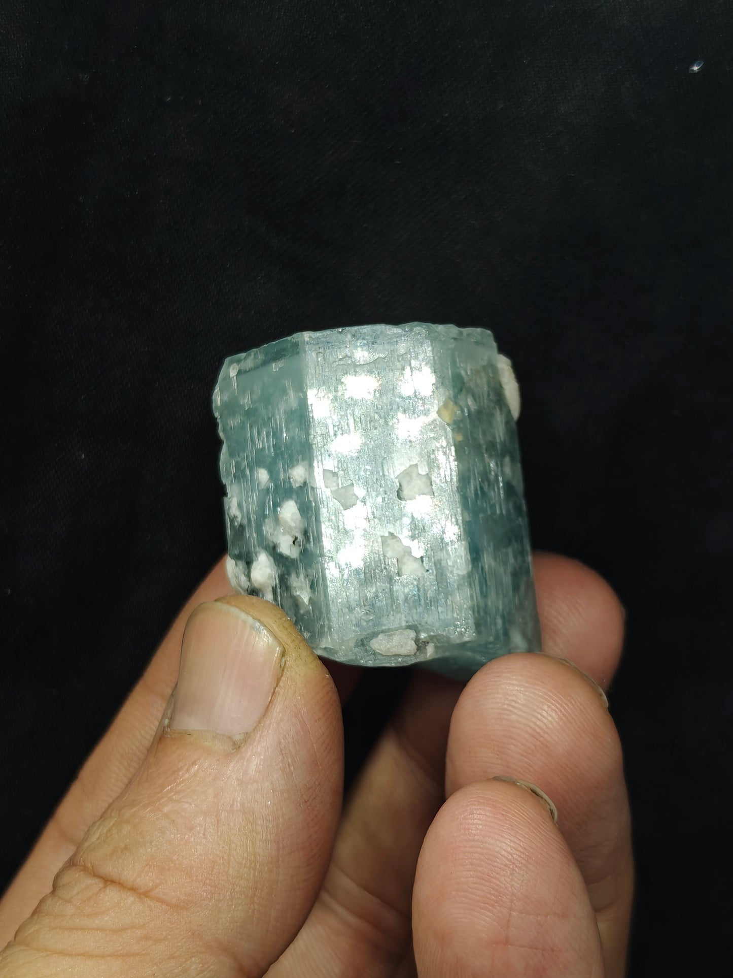 Afghanistan Aquamarine Crystal with tiny tantalite 49 grams