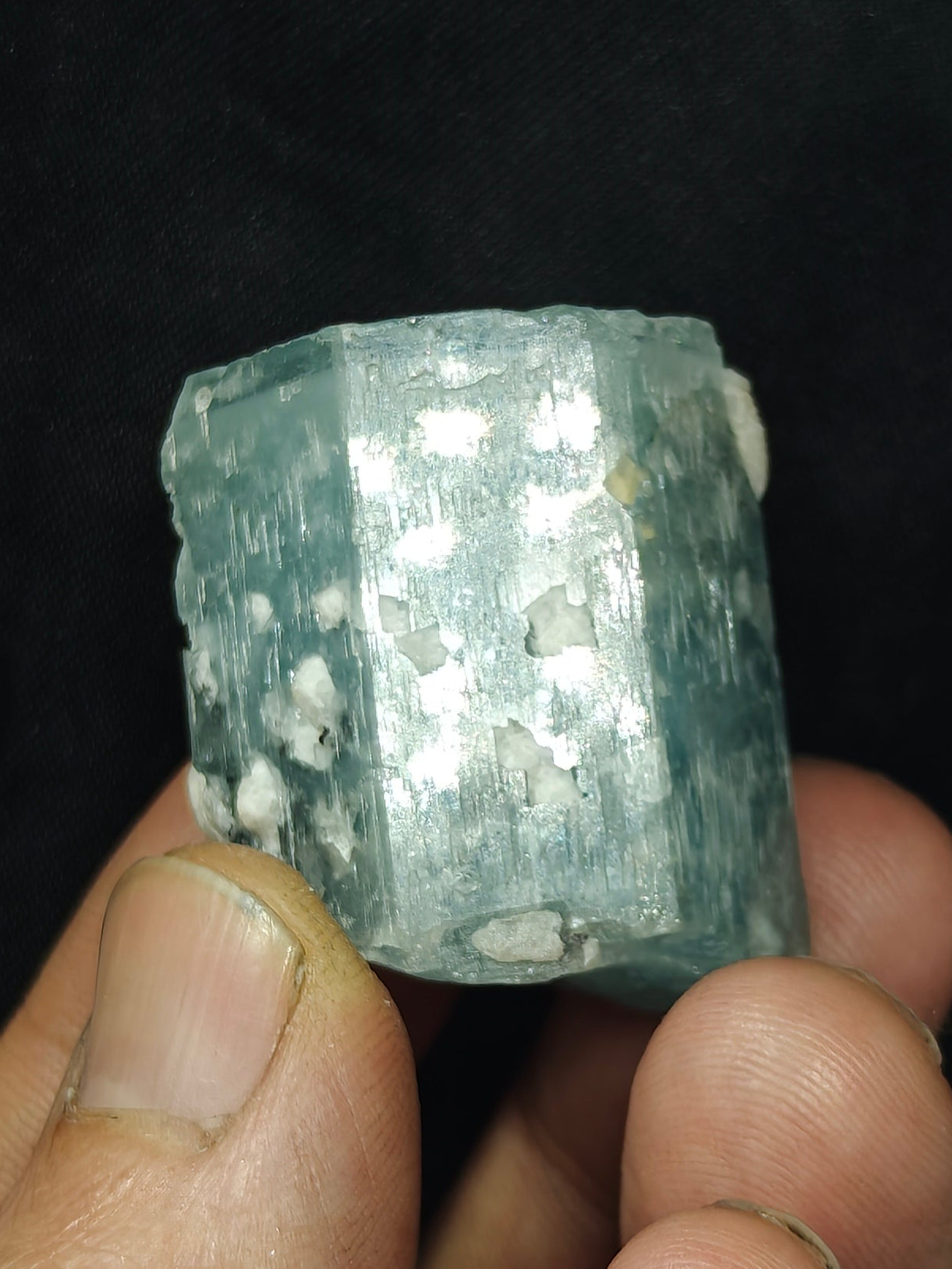 Afghanistan Aquamarine Crystal with tiny tantalite 49 grams