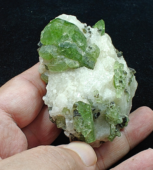 Green diopside crystals on matrix 196 grams