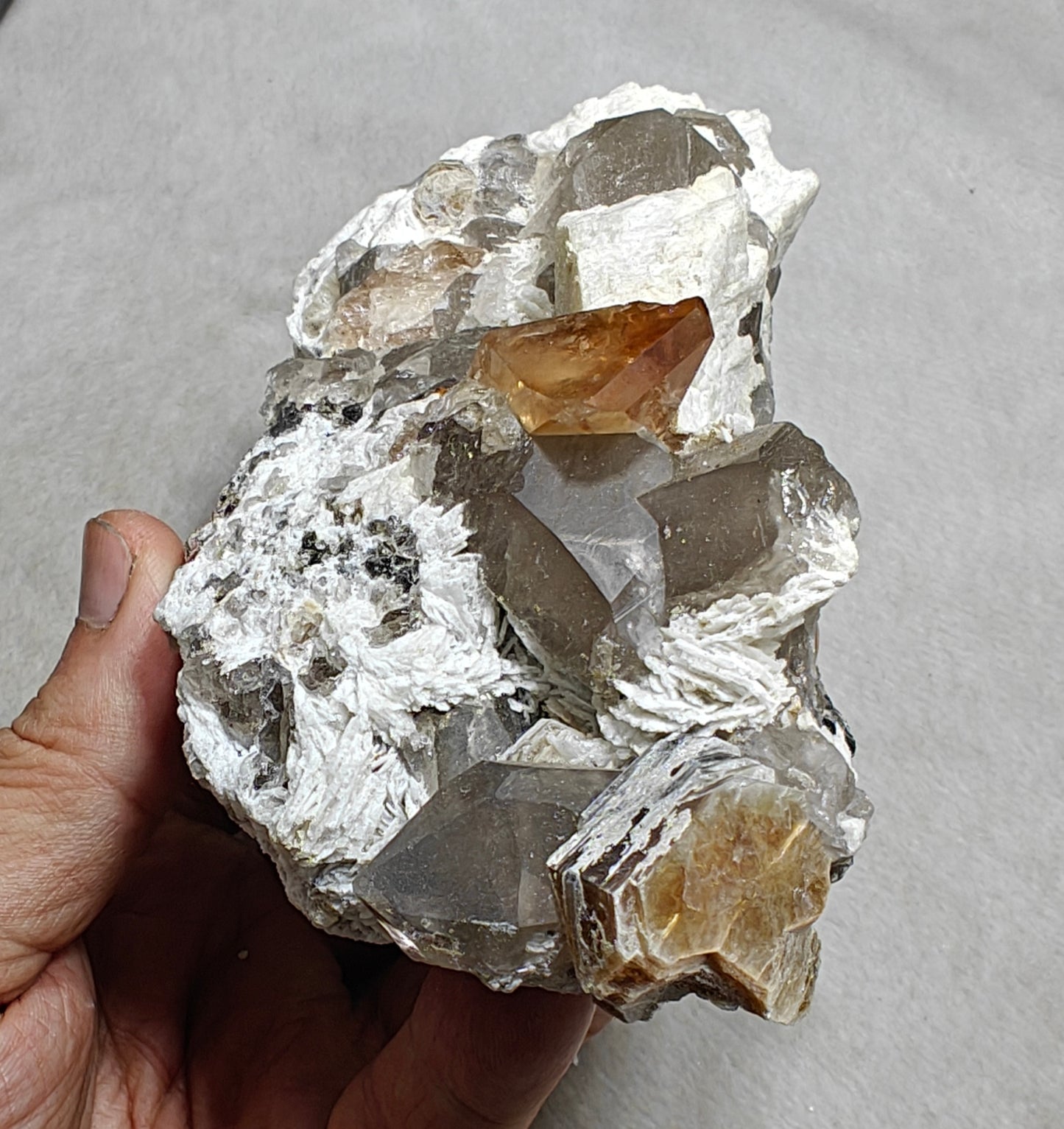 Natural terminated peach color Topaz crystal on matrix 677 grams