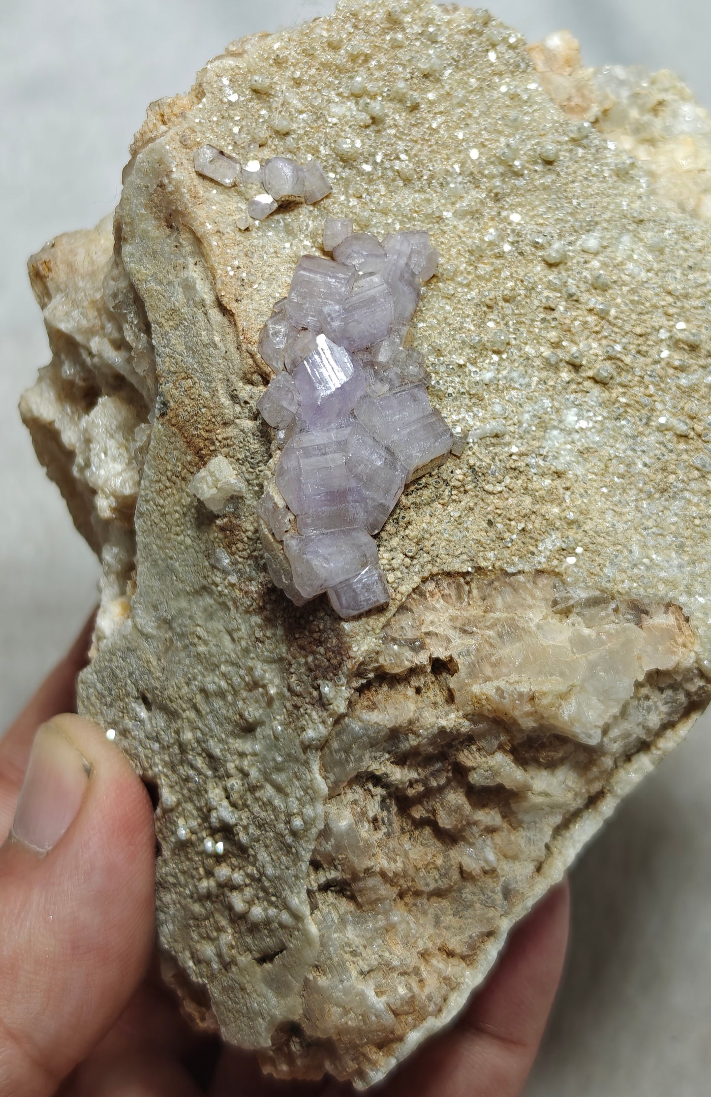 Purple Apatite crystals on matrix 486 grams