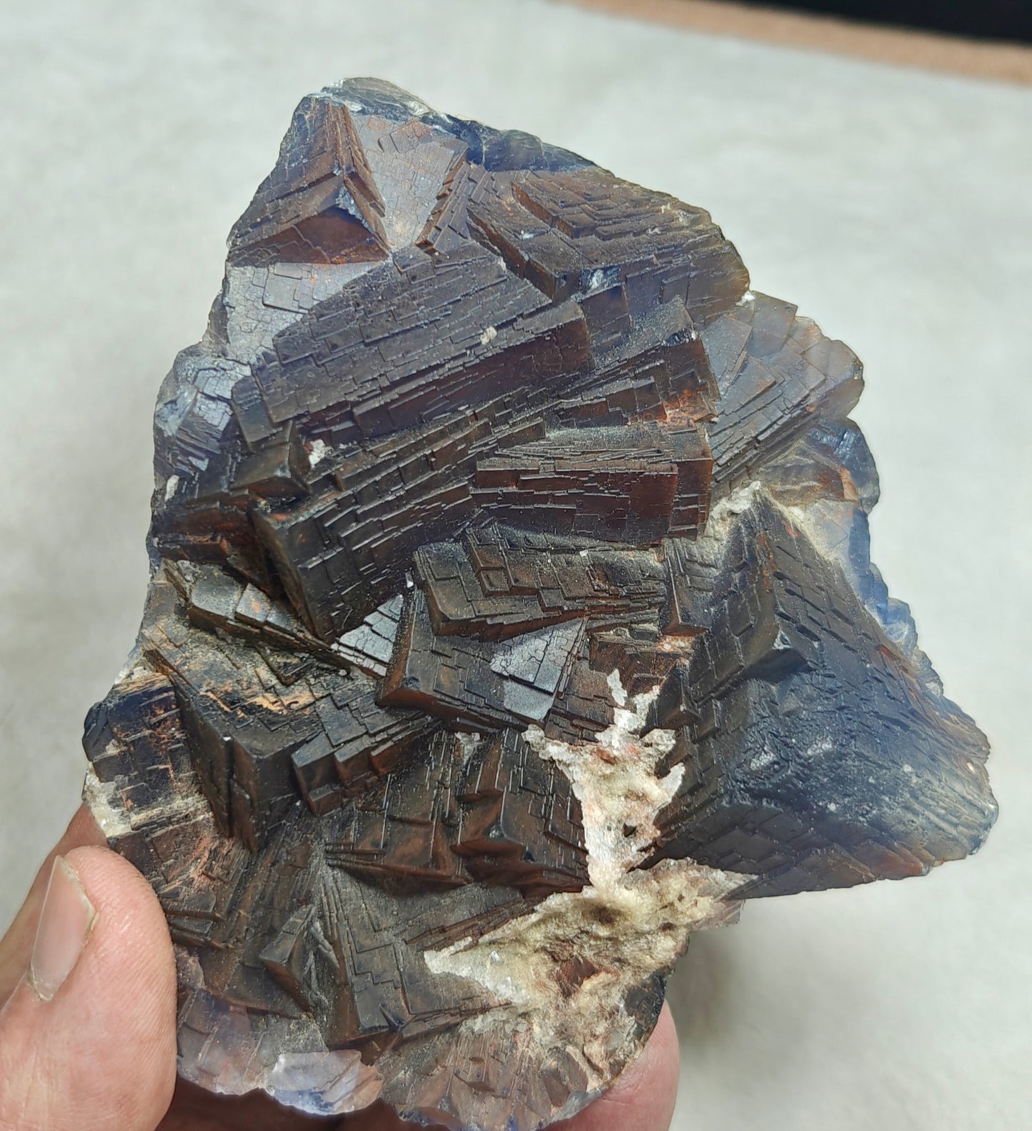 An amazing beautifully terminated  dark Purple Fluorite specimen 672 grams