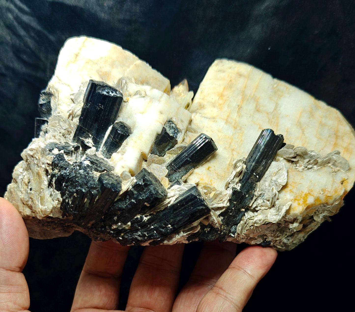 Beautiful Black Tourmaline Specimen with Albite and Quartz Crystals 1450 grams