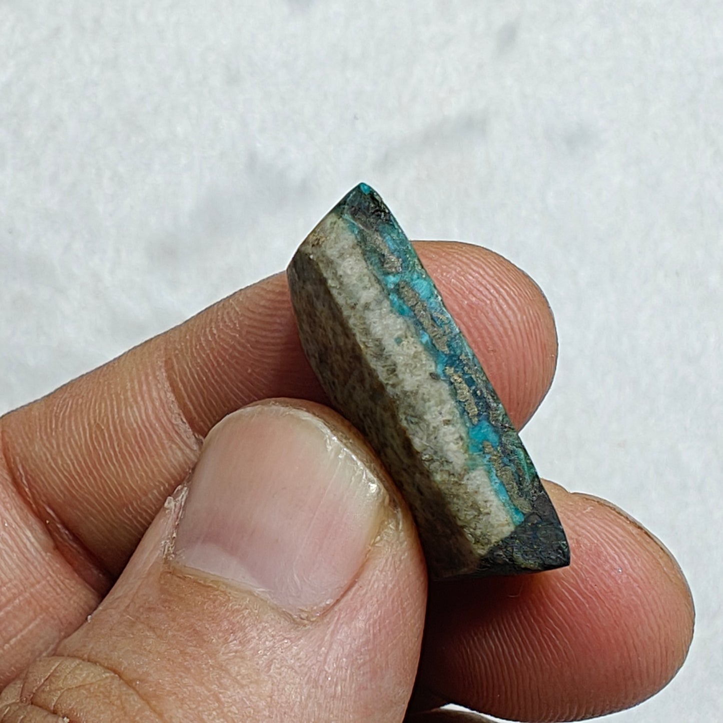 Single amazing natural rectangular shape turquoise cabochon with Pyrite 5 grams