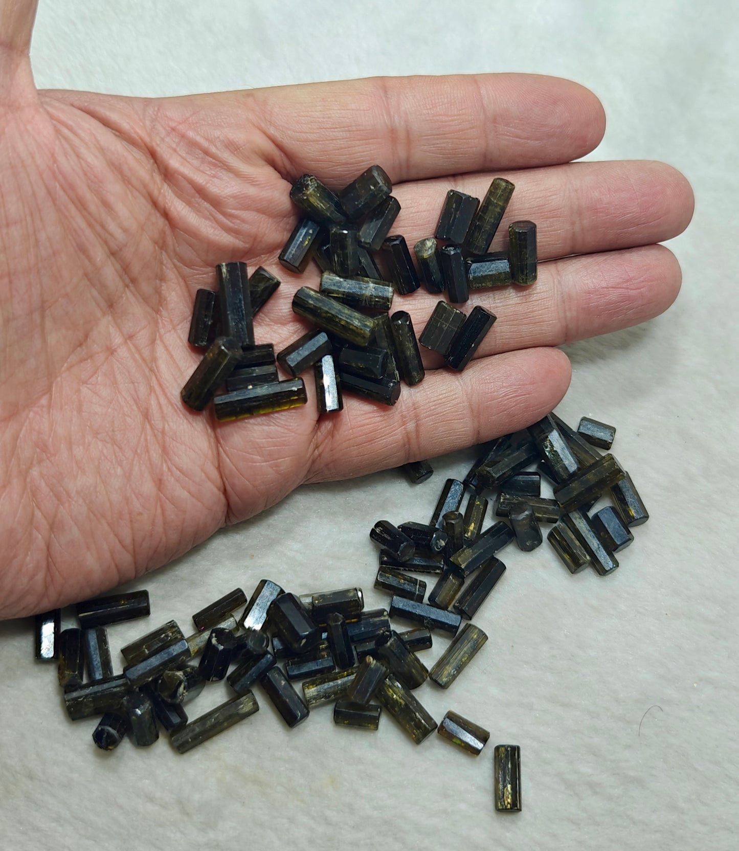 An amazing lot of aesthetic epidote crystals polished surfaces 86 grams