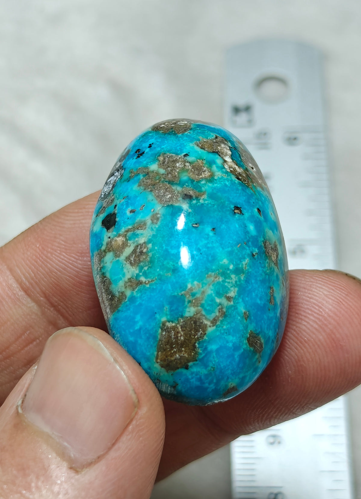 Single amazing natural turquoise cabochon with Pyrite 27.4 grams