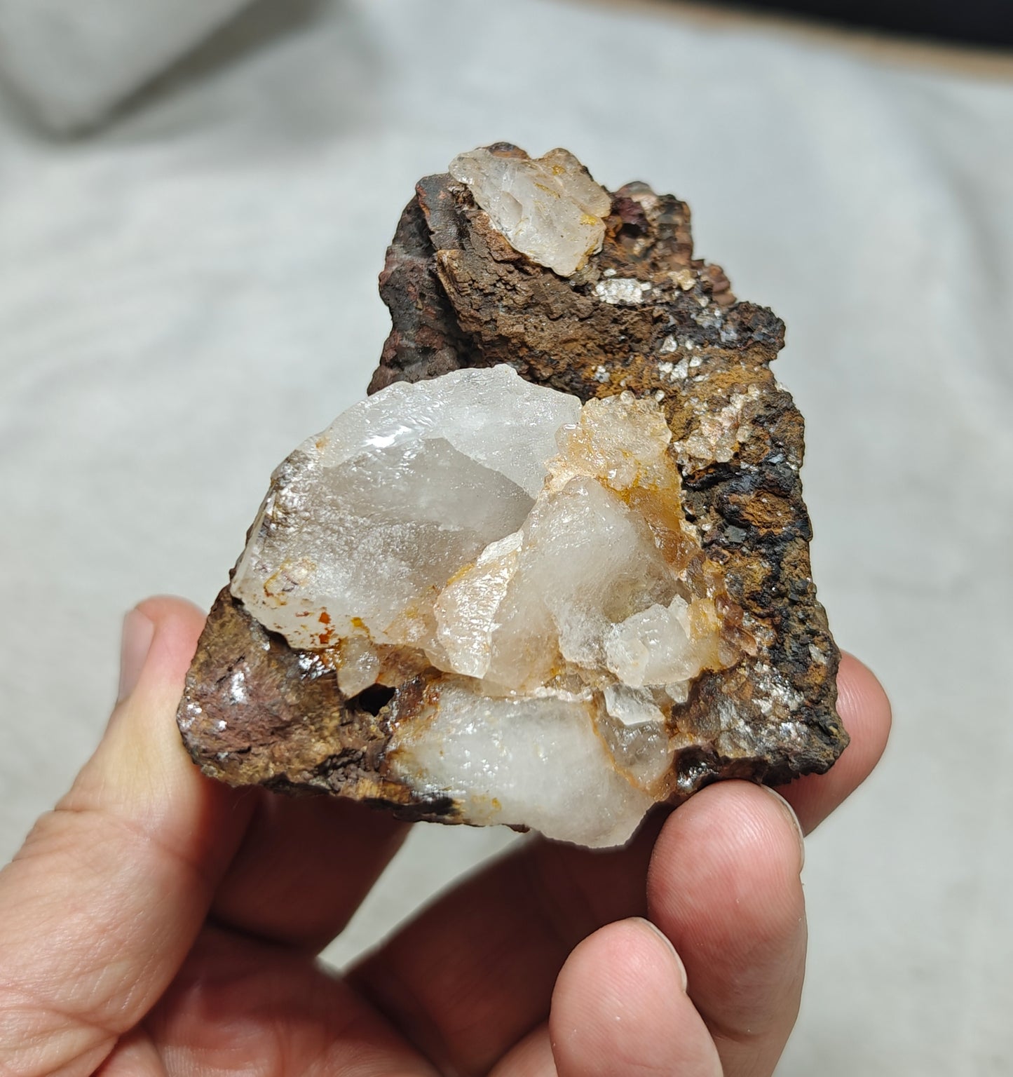 Natural siderite specimen on matrix with quartz 234 grams
