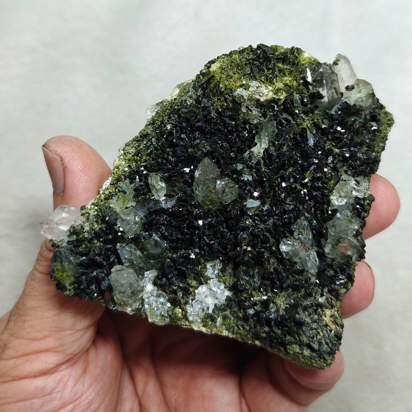 Natural double sided quartz and Epidote specimen 194 grams