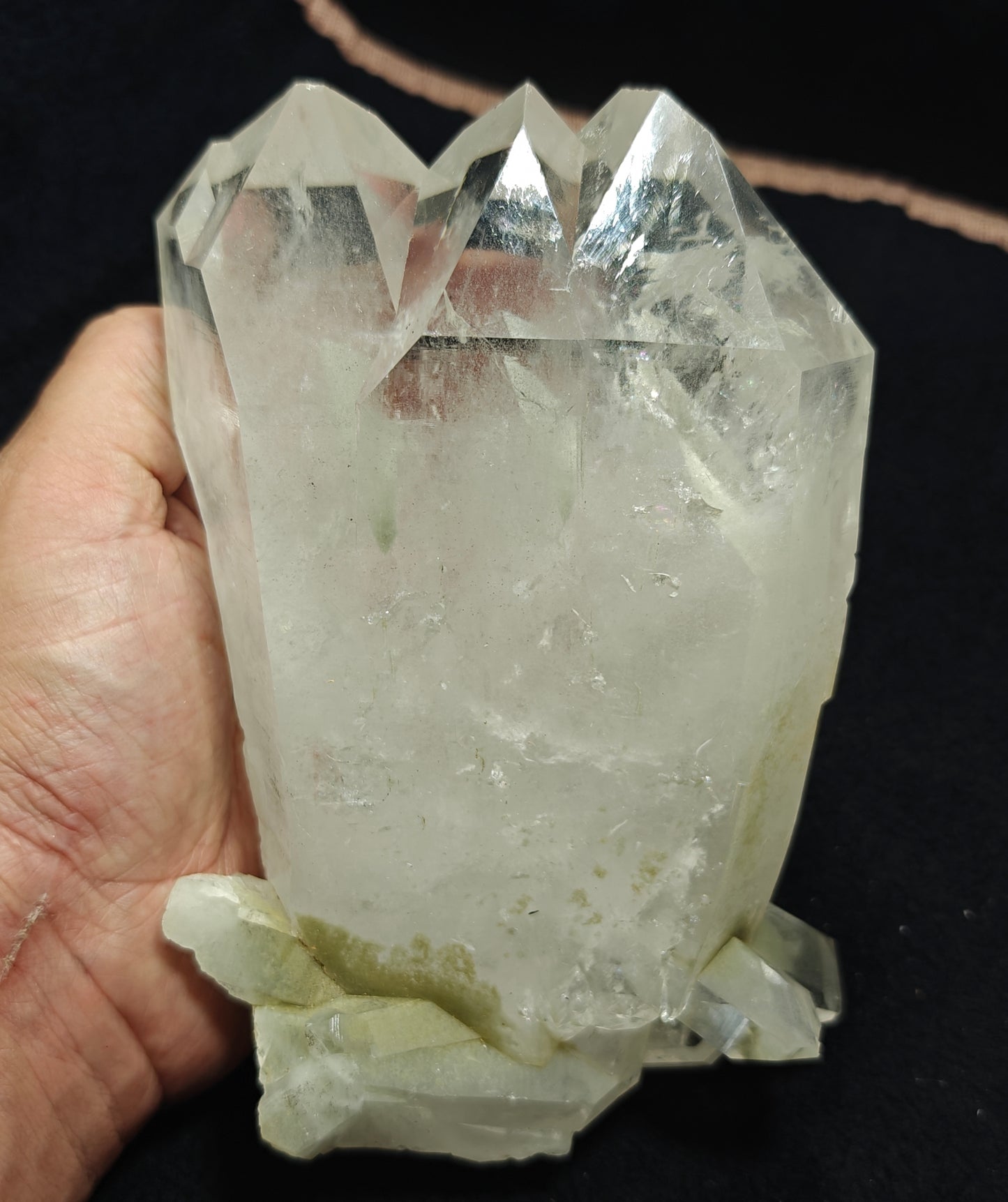 Natural terminated phantom Quartz  cluster with chlorite inclusions 1460 grams