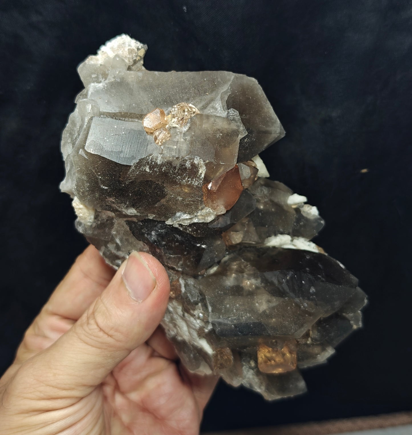 peach color Topaz crystals with quartz on matrix 557 grams
