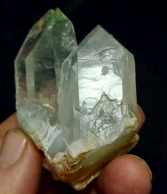 Twin Quartz Formations Amphibole Inclusions 120 grams