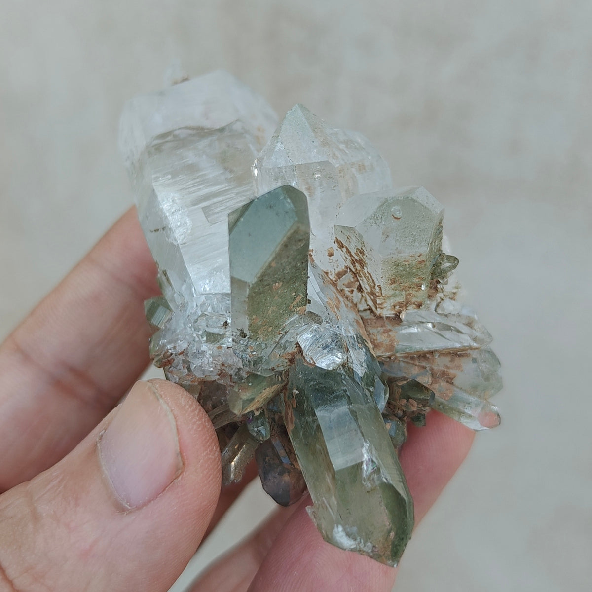 Natural Chlorite Quartz crystals cluster 104 grams