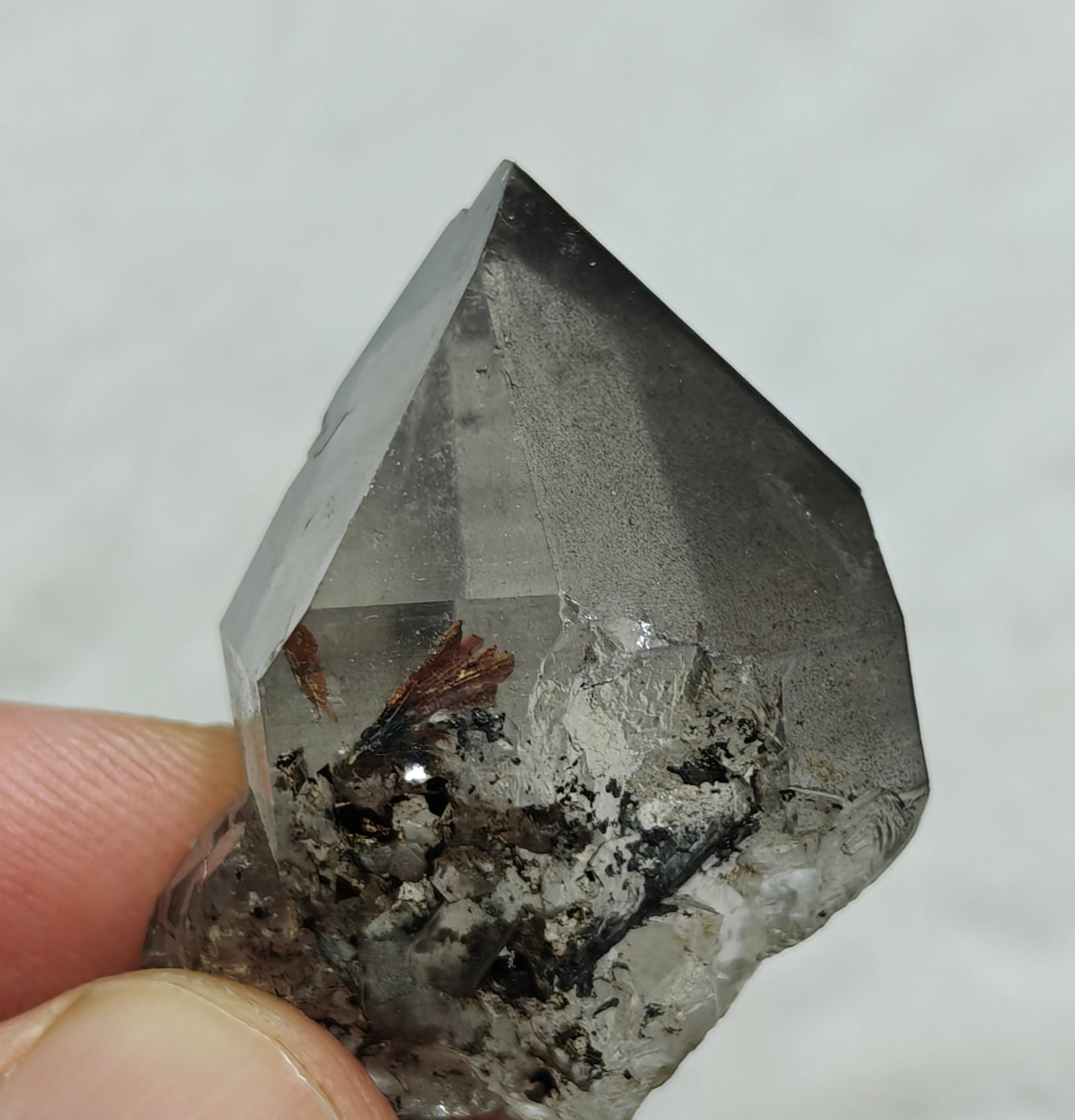 Natural smoky quartz crystal with rutiles inclusions 29 grams