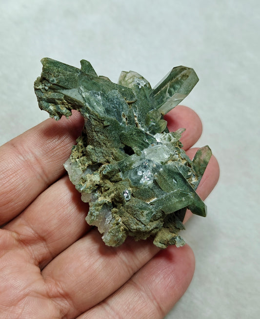 Natural beautifully terminated Chlorite Quartz crystals cluster 52 grams