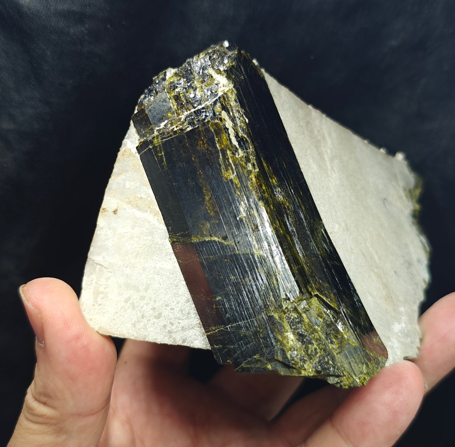 Natural Epidote crystal on matrix with Albite 943 grams