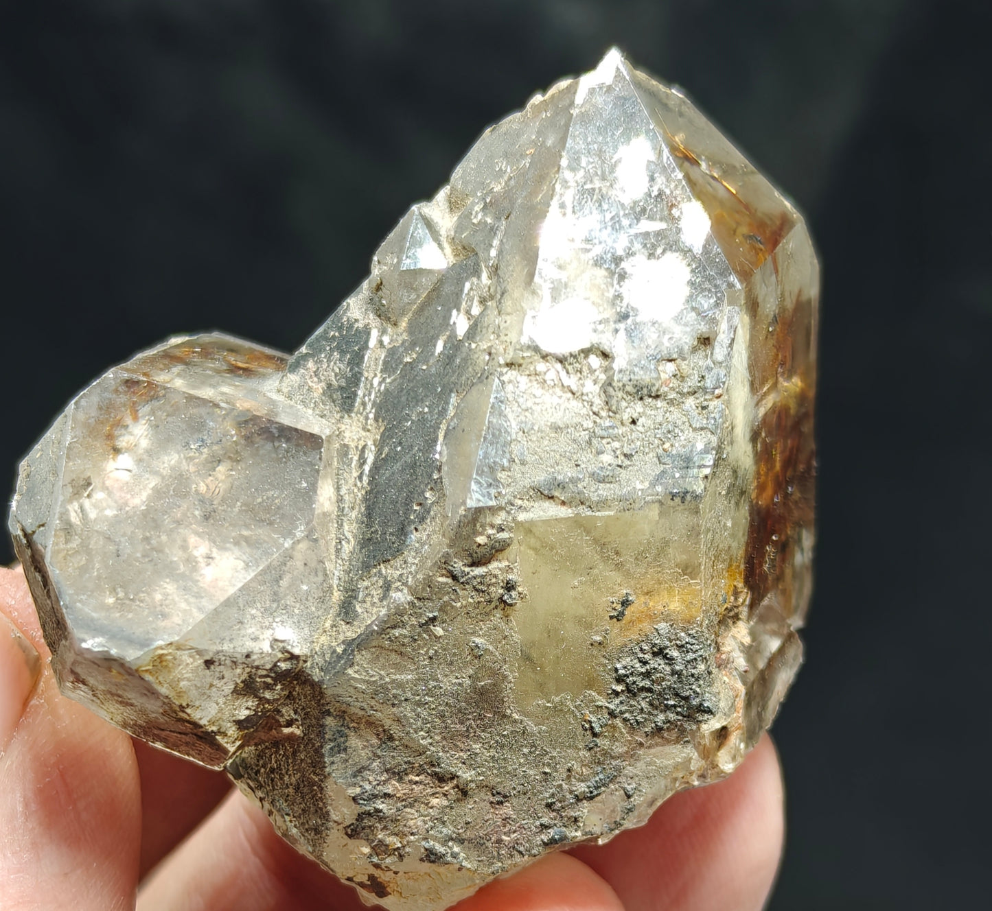 Natural smoky quartz with rutiles inclusions 73 grams