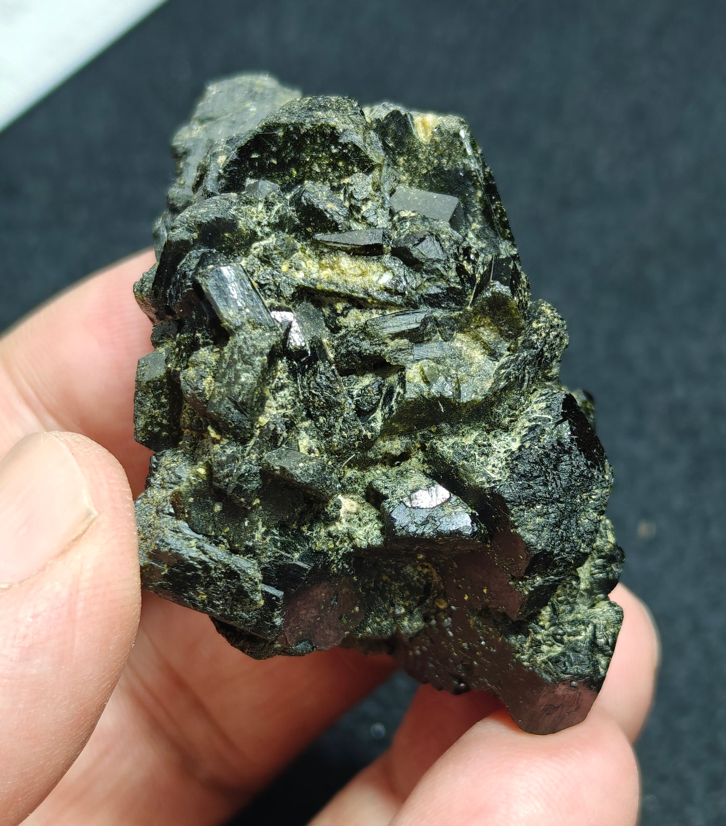 Natural dark green color epidote crystal 77 grams