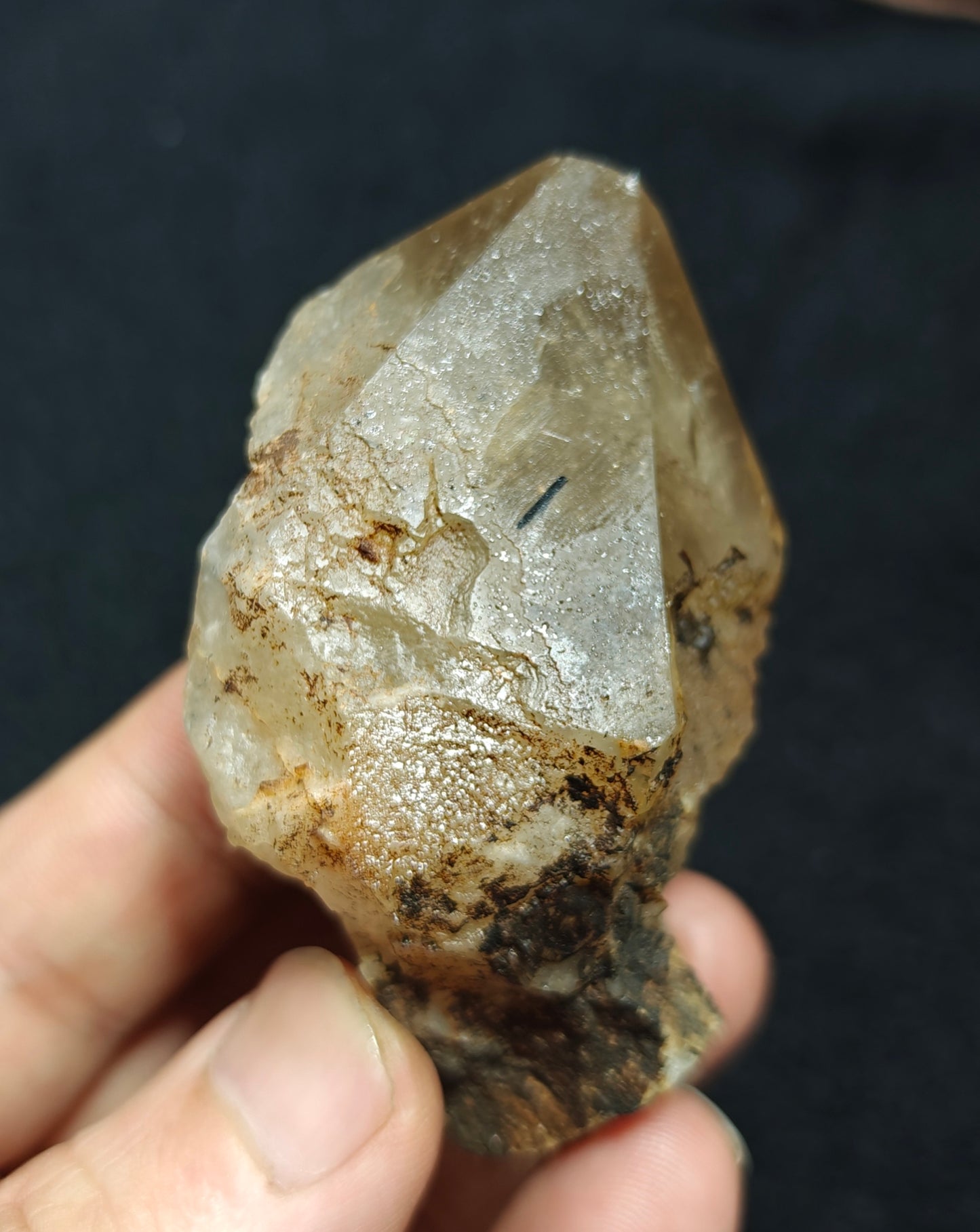 Natural astrophyllite quartz crystal with aegirine inclusions 143 grams