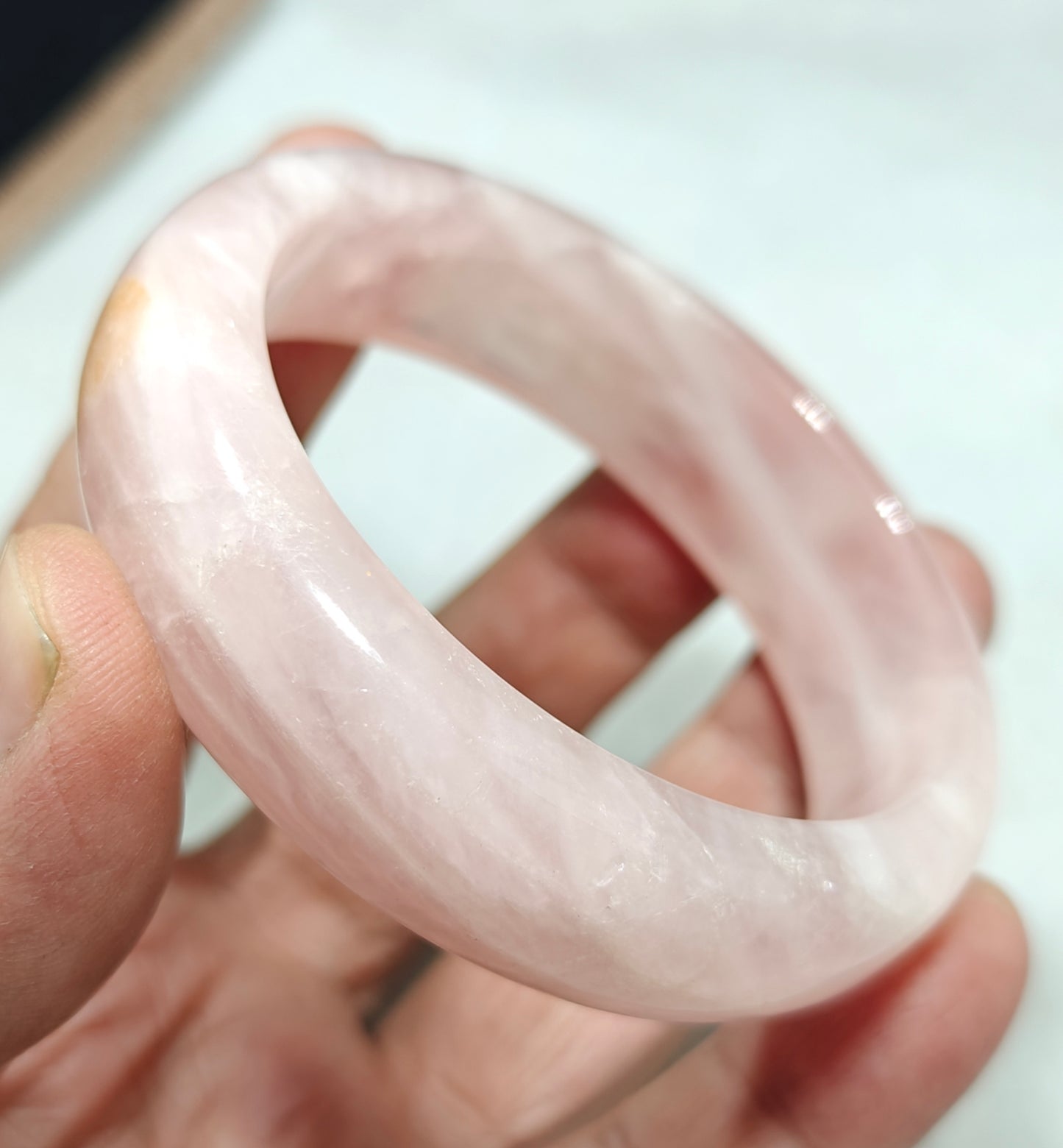 Natural pink calcite bangle 62mm diameter