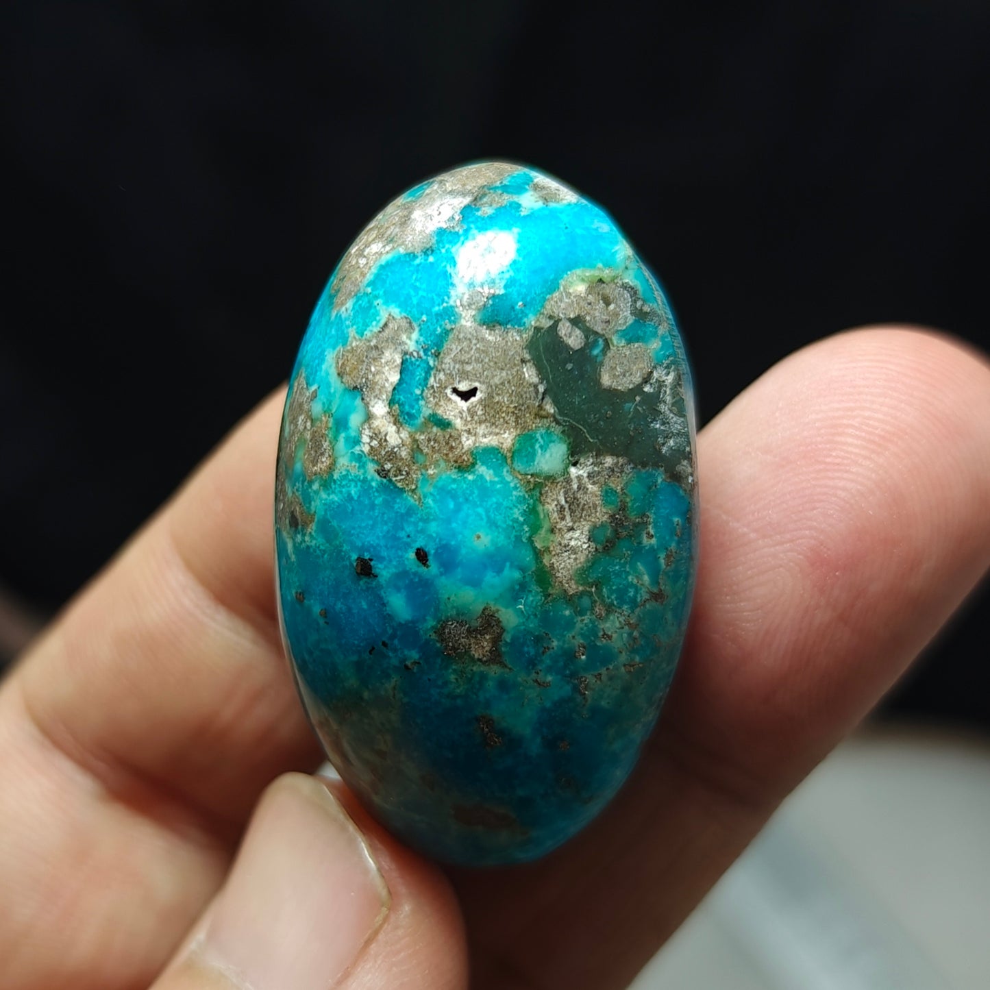 Single amazing natural turquoise cabochon with Pyrite 27.4 grams