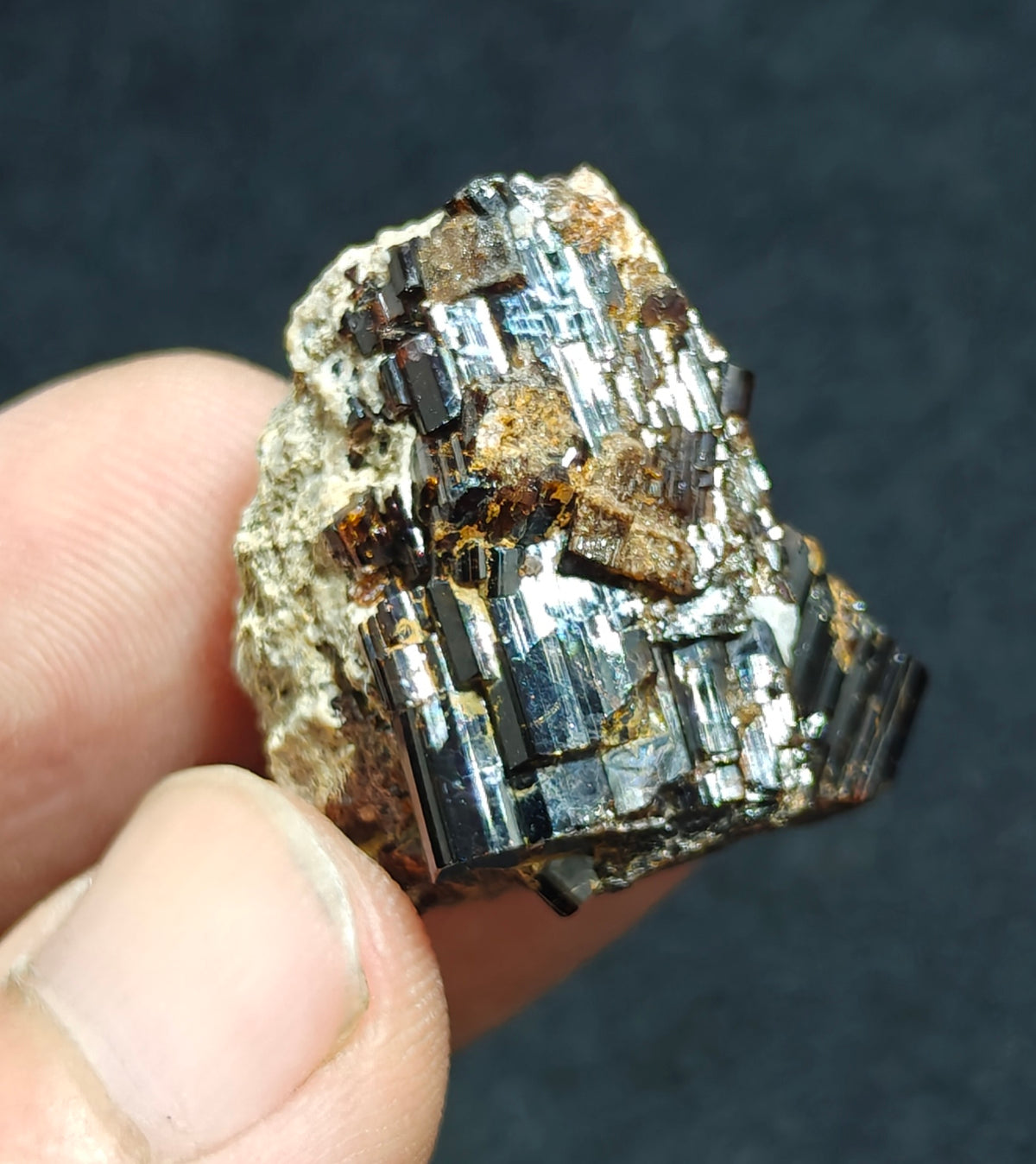 Natural dark brown Vesuvianite crystal on matrix 25 grams