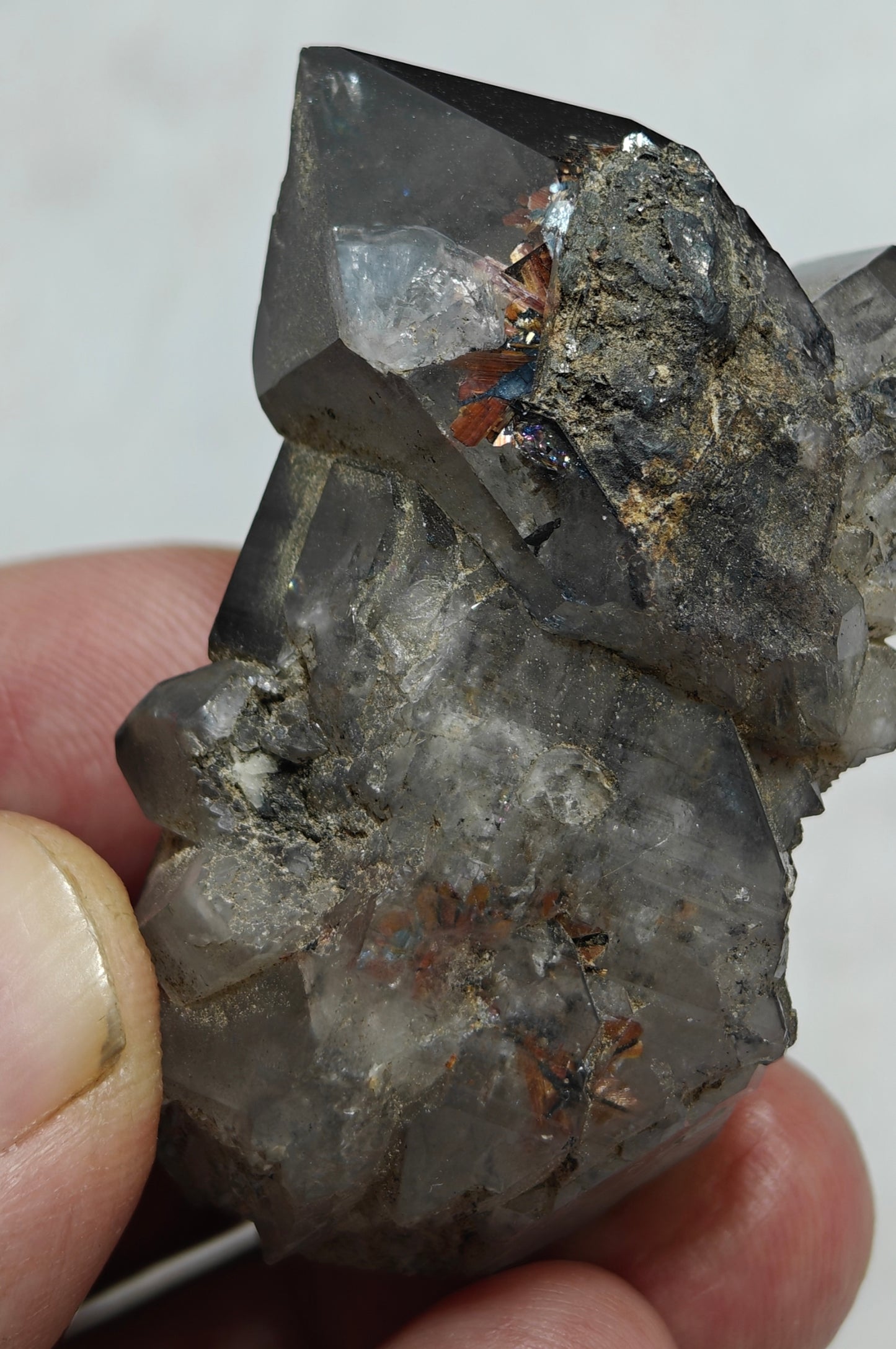 Natural smoky quartz crystal with rutiles inclusions 59 grams