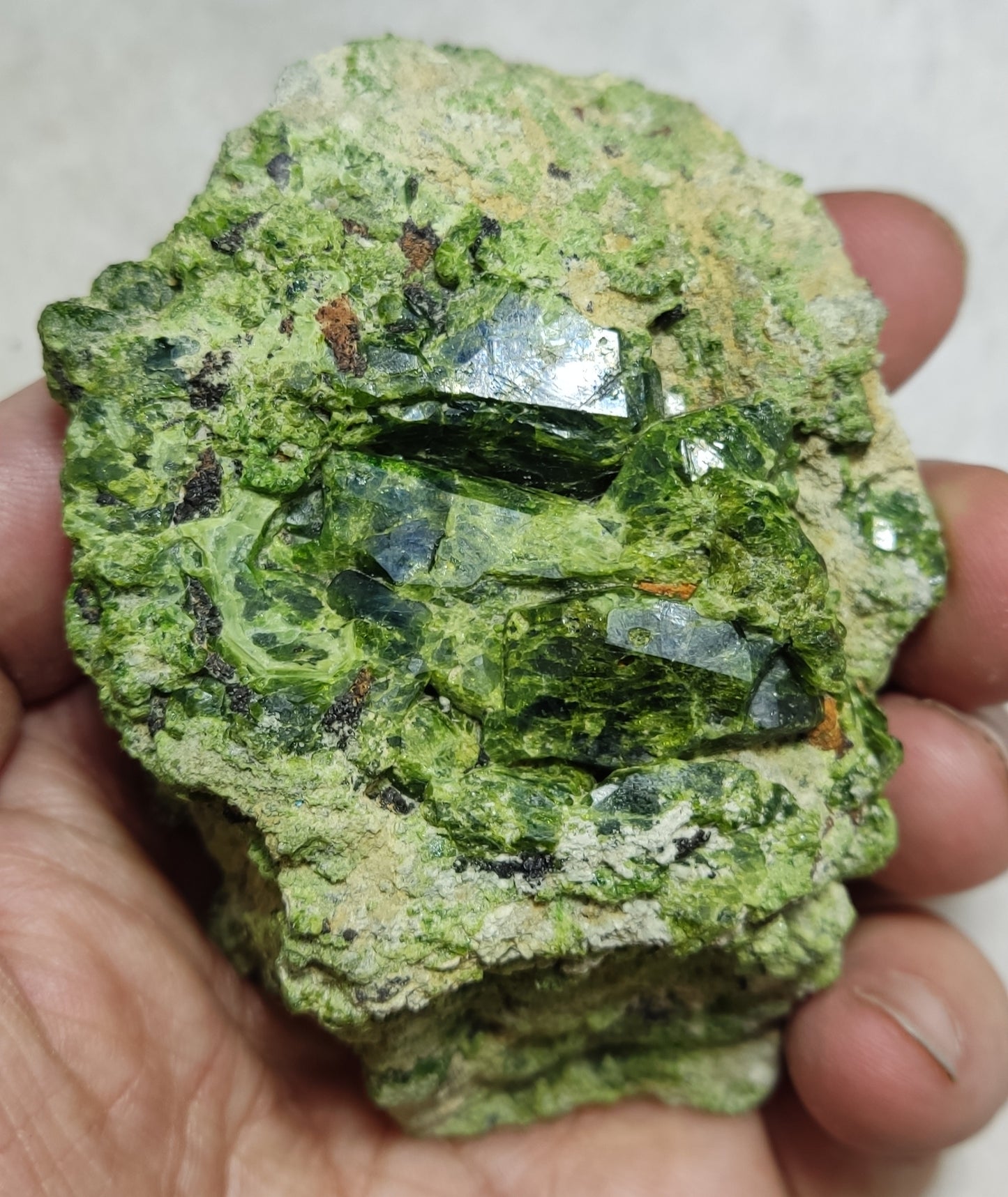 An Aesthetic specimen of garnet variety demantoid crystals on Matrix 236  grams