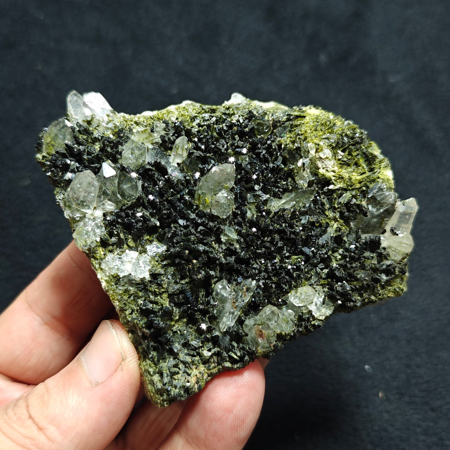 Natural double sided quartz and Epidote specimen 194 grams
