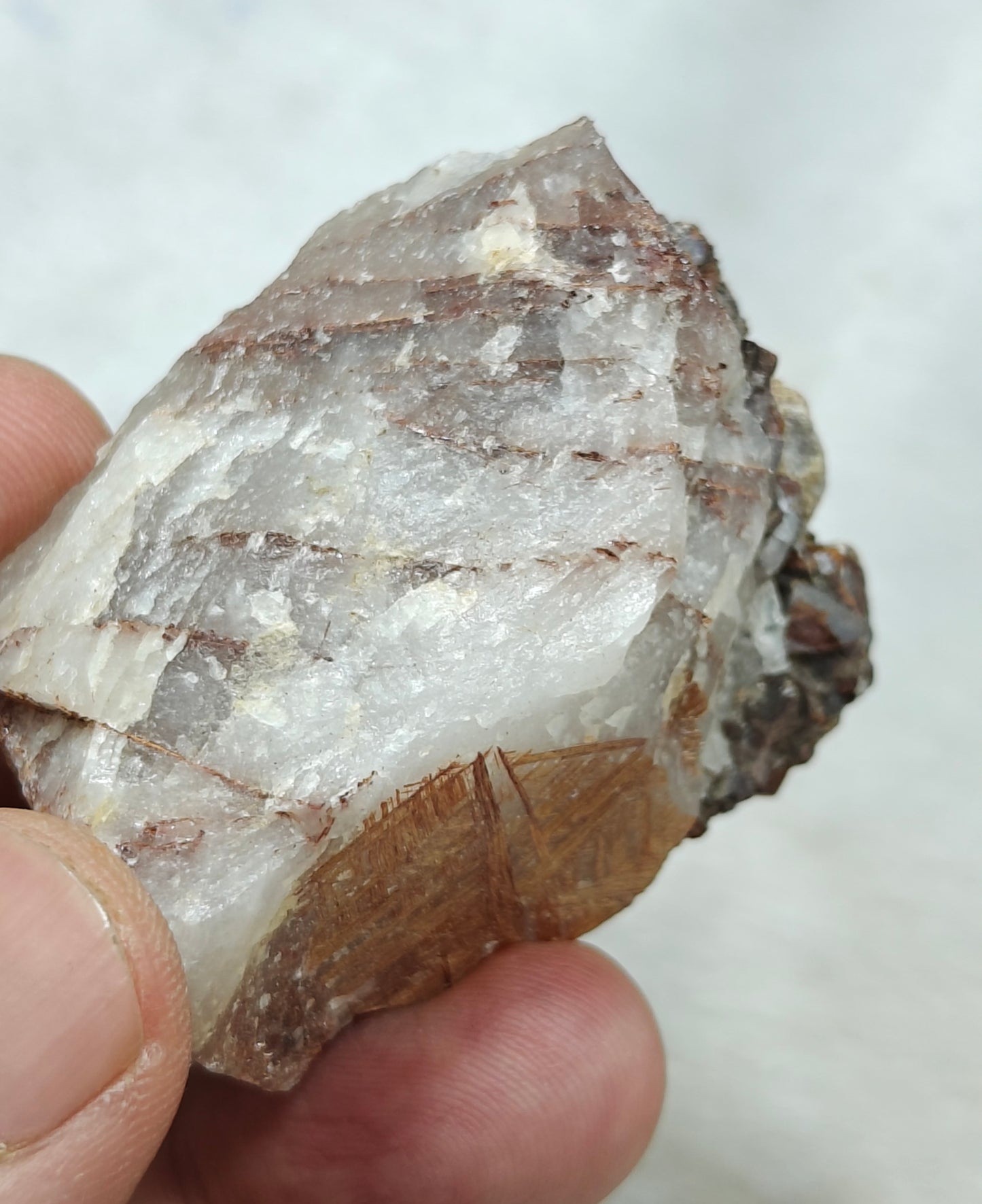 Natural Quartz Crystal with Rutiles Saginite and siderite inclusions 71 grams