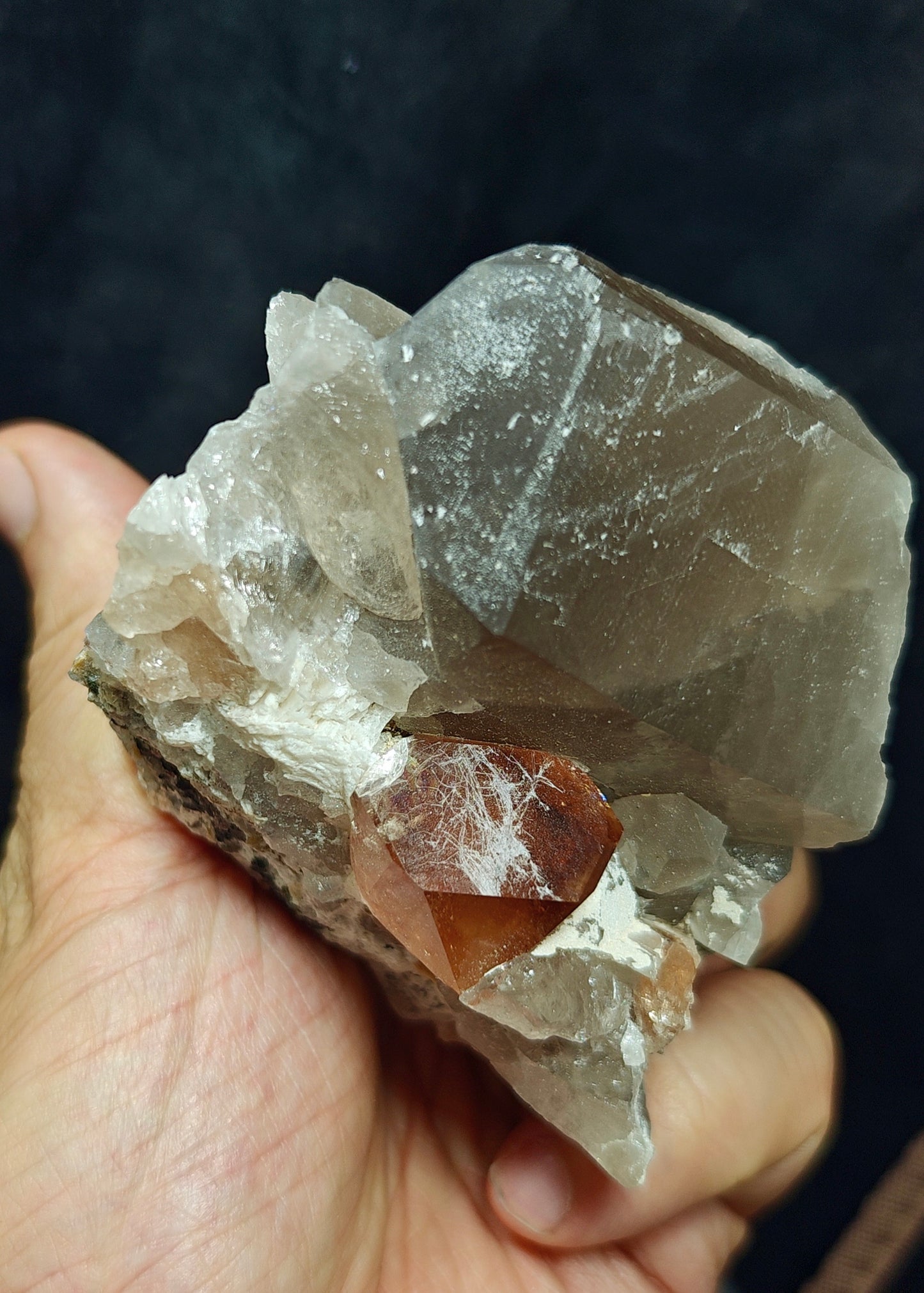 Peach color Topaz crystal on matrix 400 grams