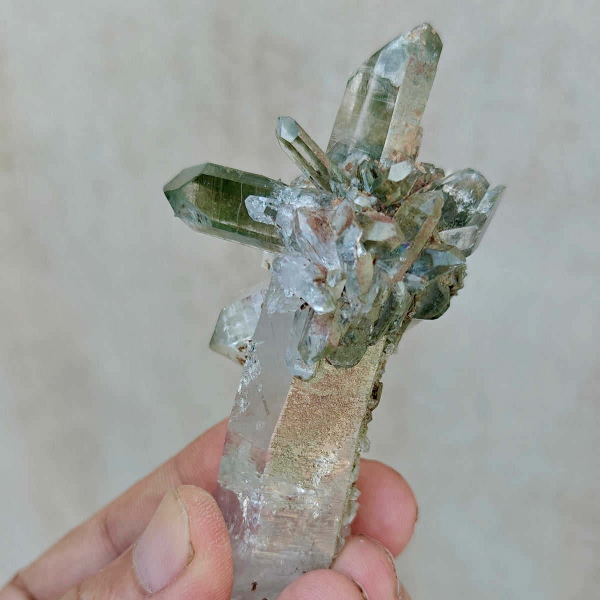 Natural Chlorite Quartz crystals cluster 104 grams