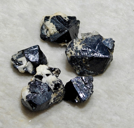 Collection of 5 cassiterite crystals 57 grams total weight