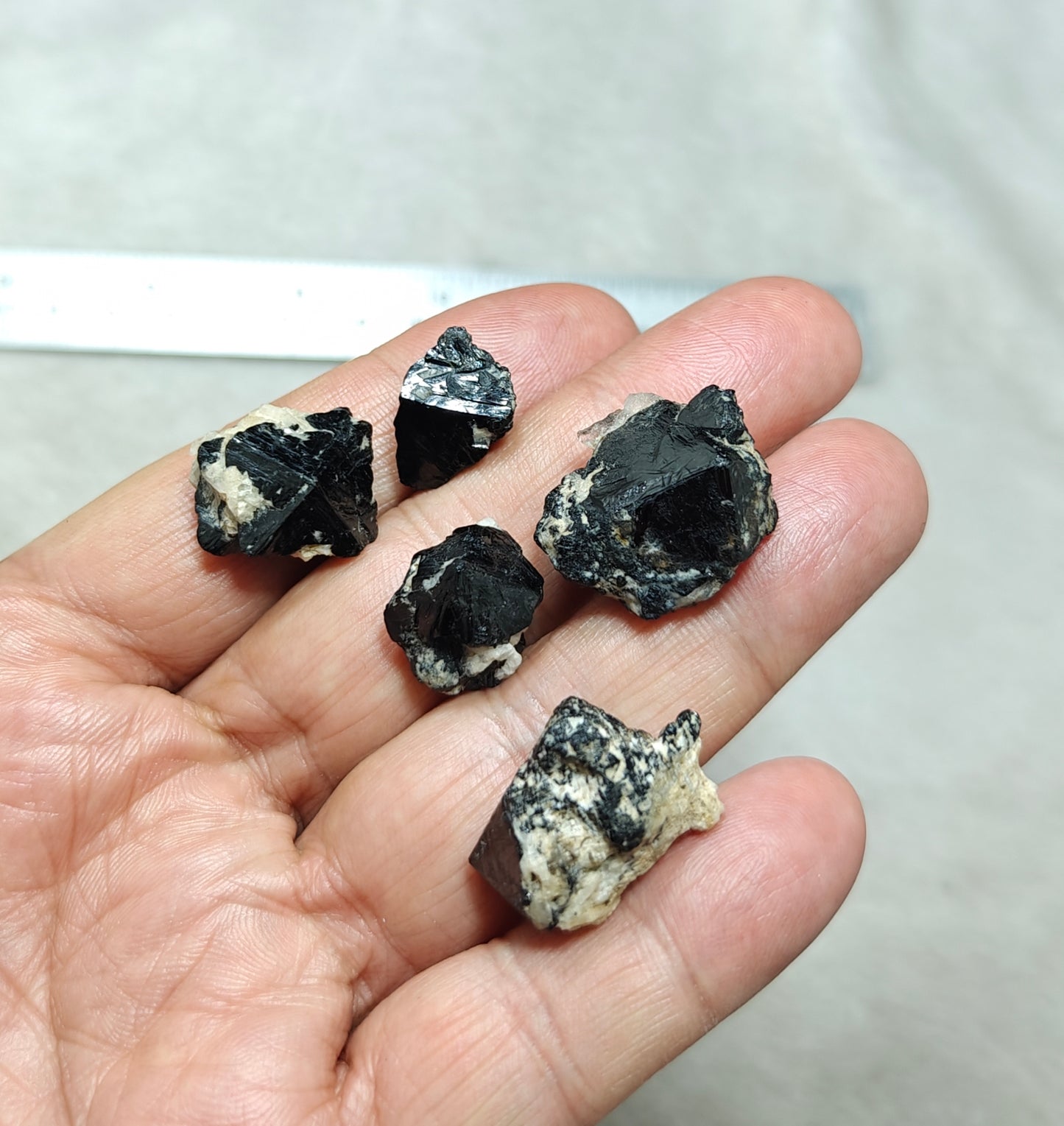 Collection of 5 cassiterite crystals 57 grams total weight