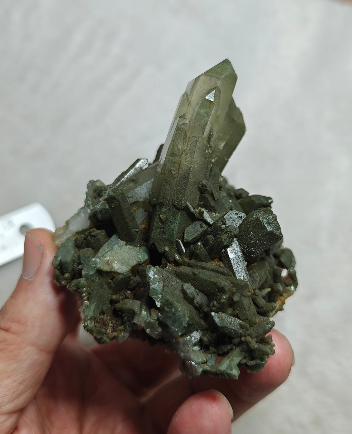 Natural chlorite quartz cluster 200 grams