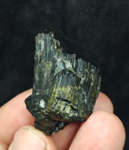Dark green color Tourmaline crystal with chatoyance  21 grams
