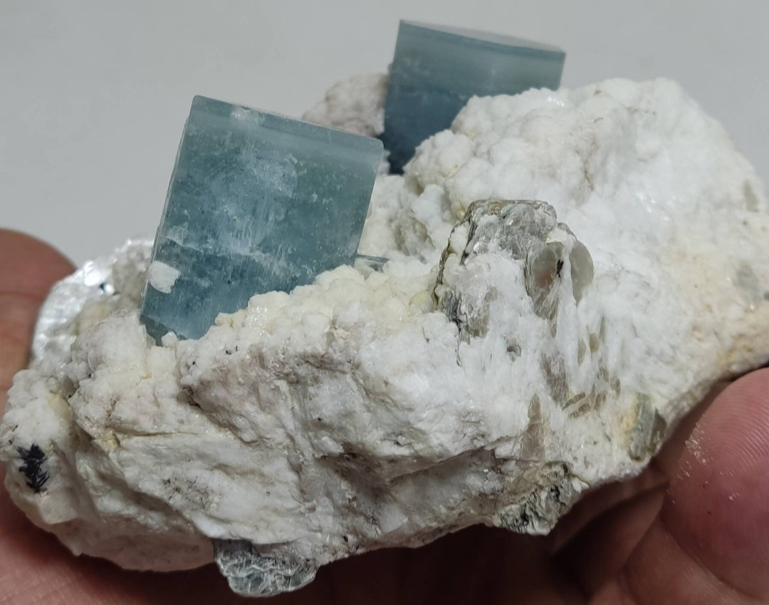 Terminated Afghanistan Aquamarine Crystals on matrix with albite 885 grams