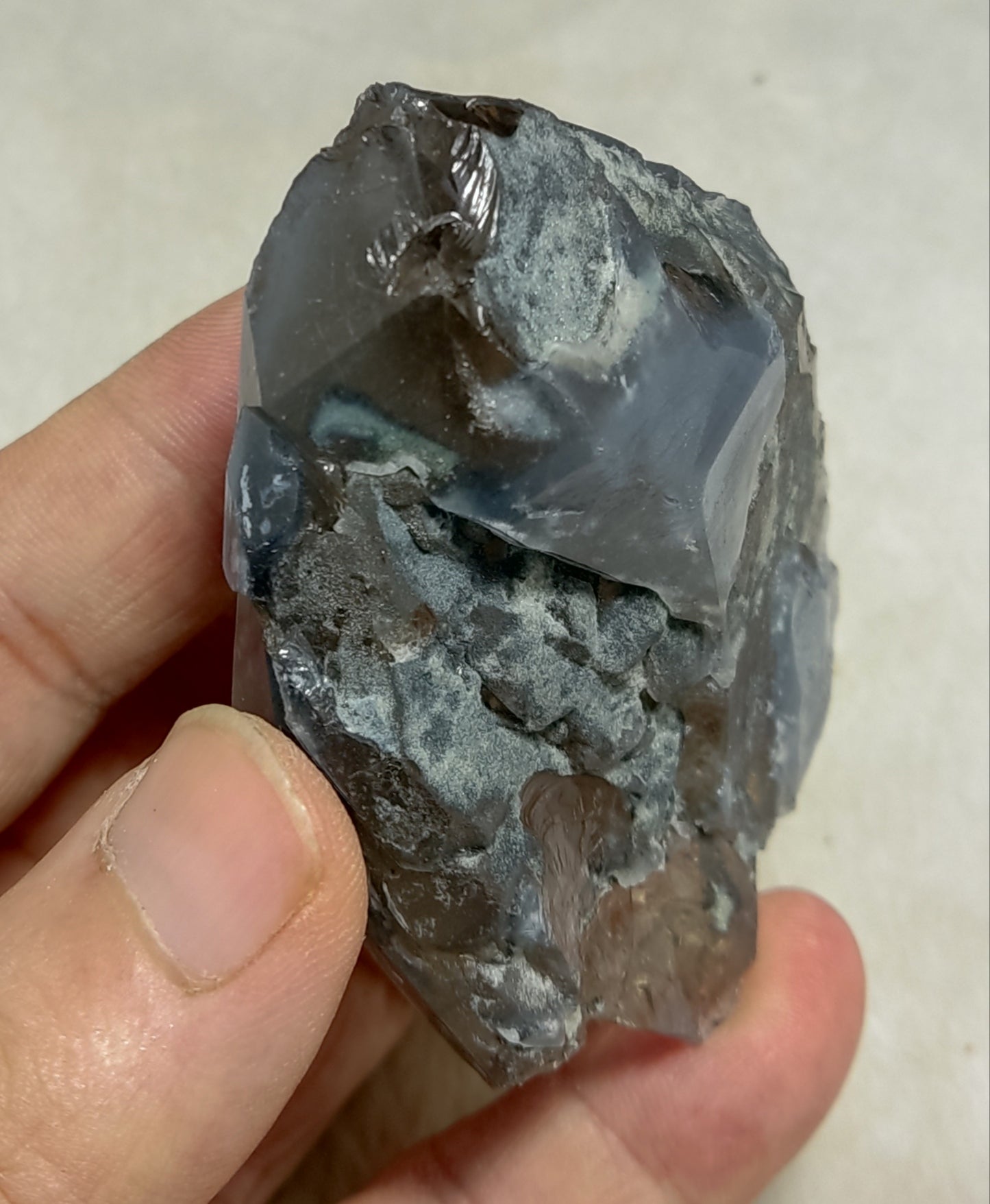 Natural Terminated Indicolite Blue Quartz Smoky Crystal 140 grams